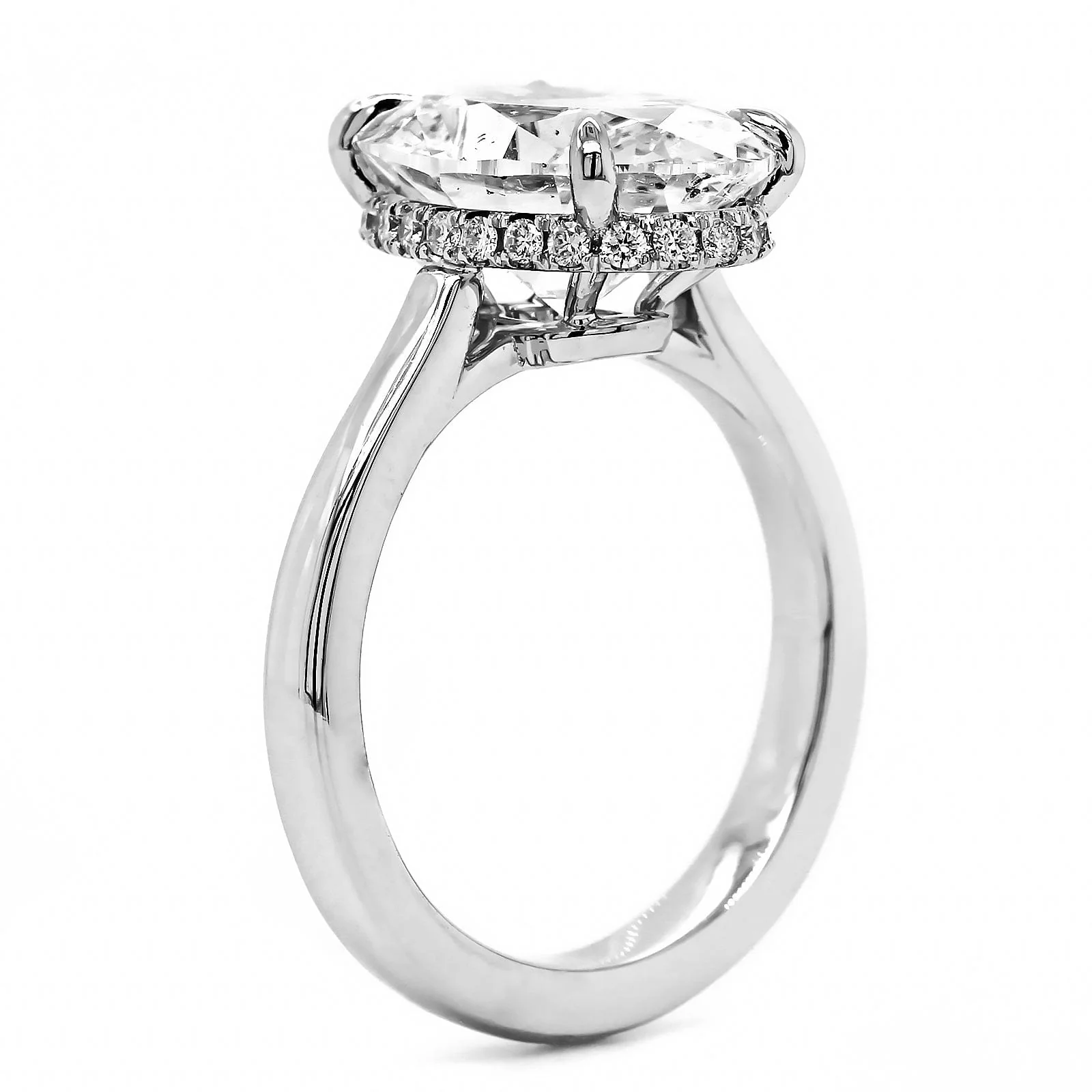 Platinum Oval Diamond Hidden Halo Engagement Ring - Image 2