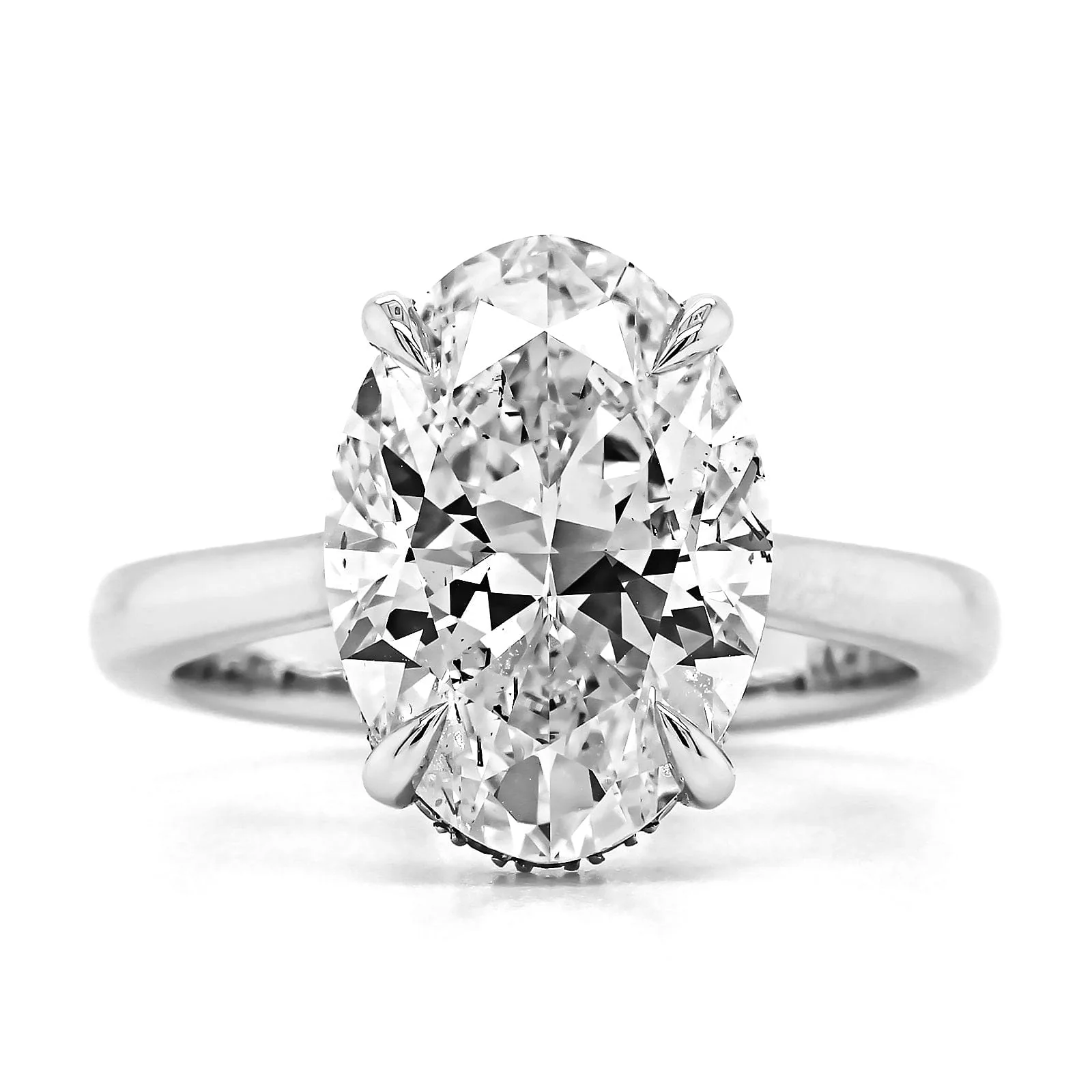 Platinum Oval Diamond Hidden Halo Engagement Ring - Image 4