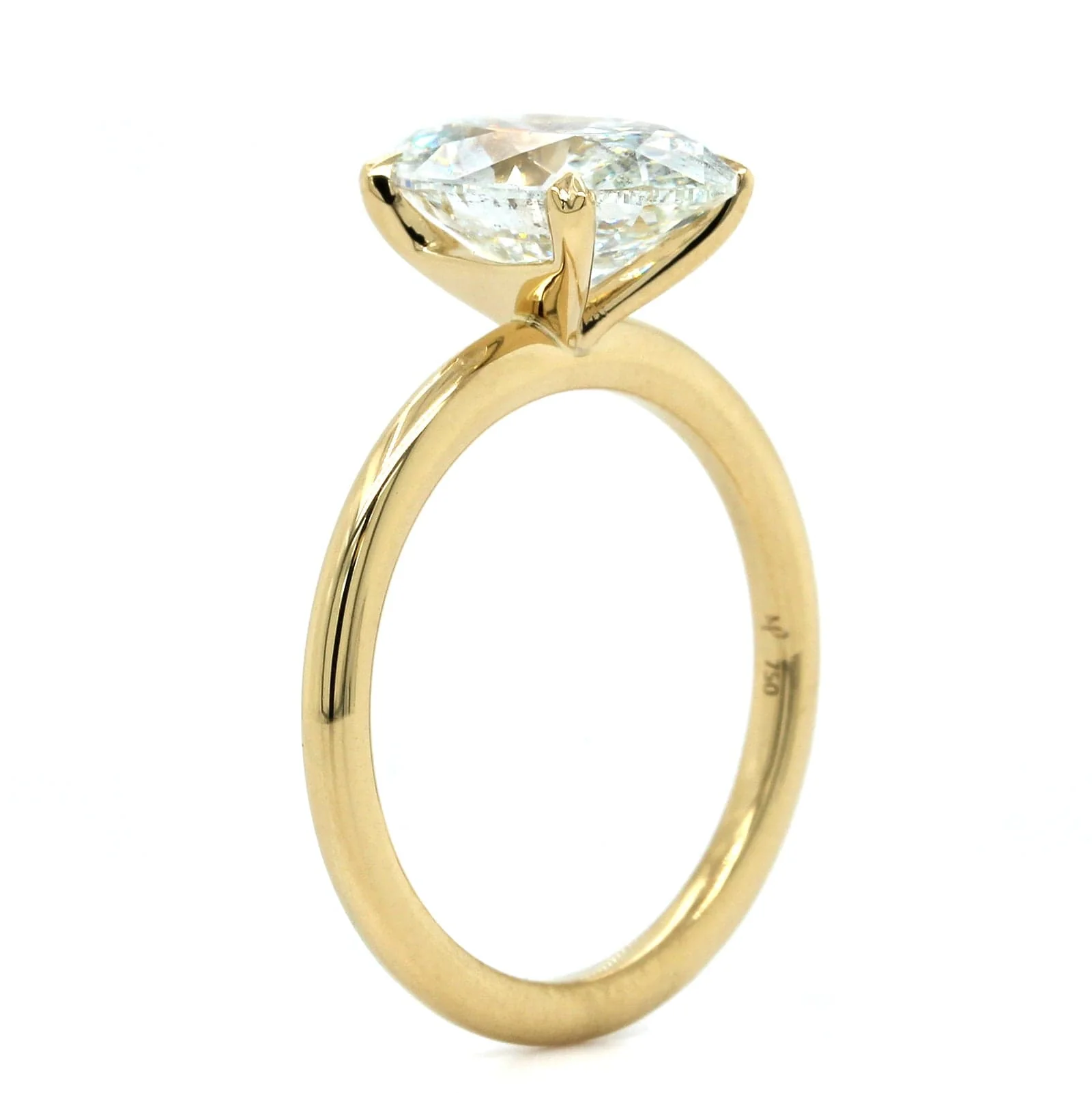 18K Yellow Gold Oval Diamond Solitaire Engagement Ring - Image 3