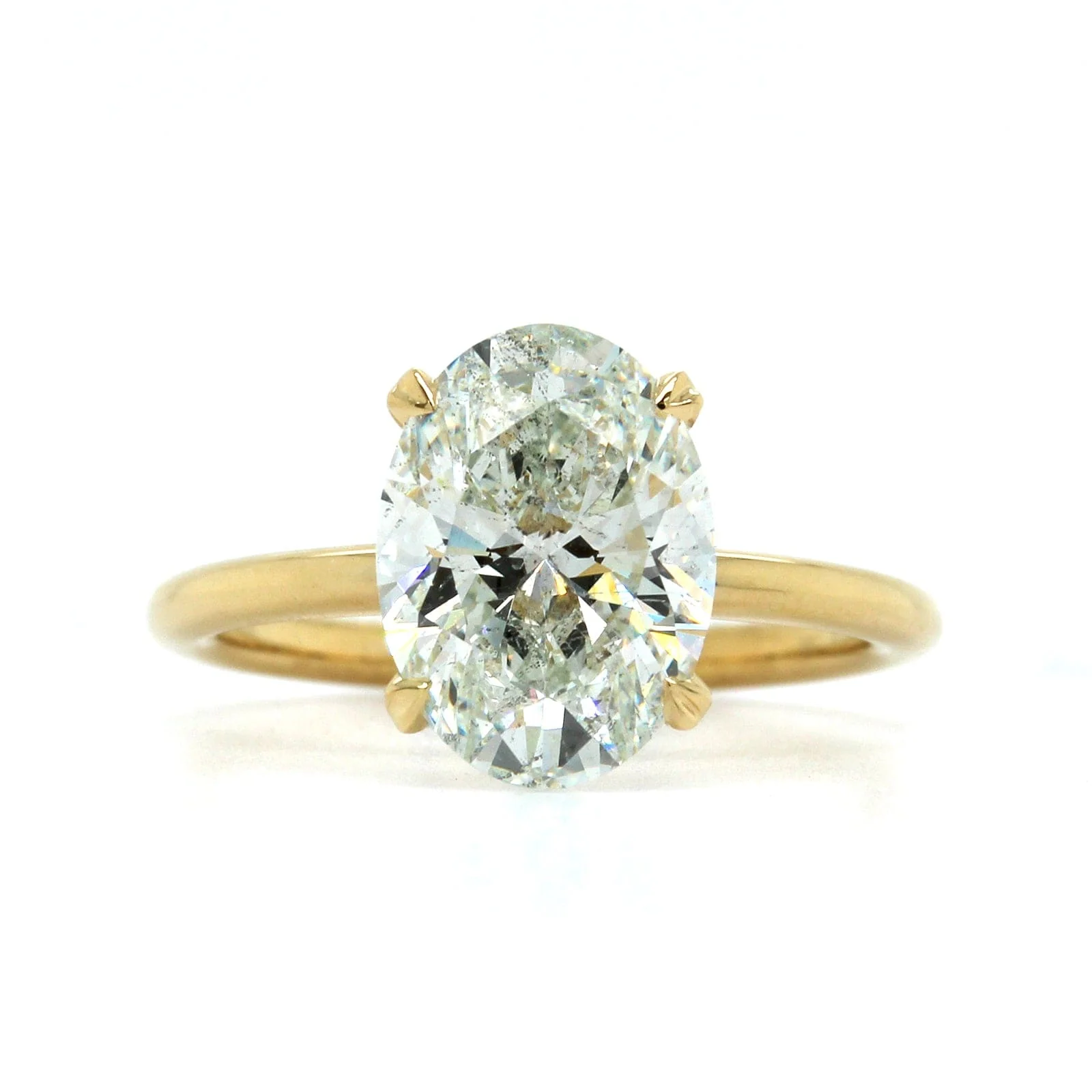 18K Yellow Gold Oval Diamond Solitaire Engagement Ring - Image 6