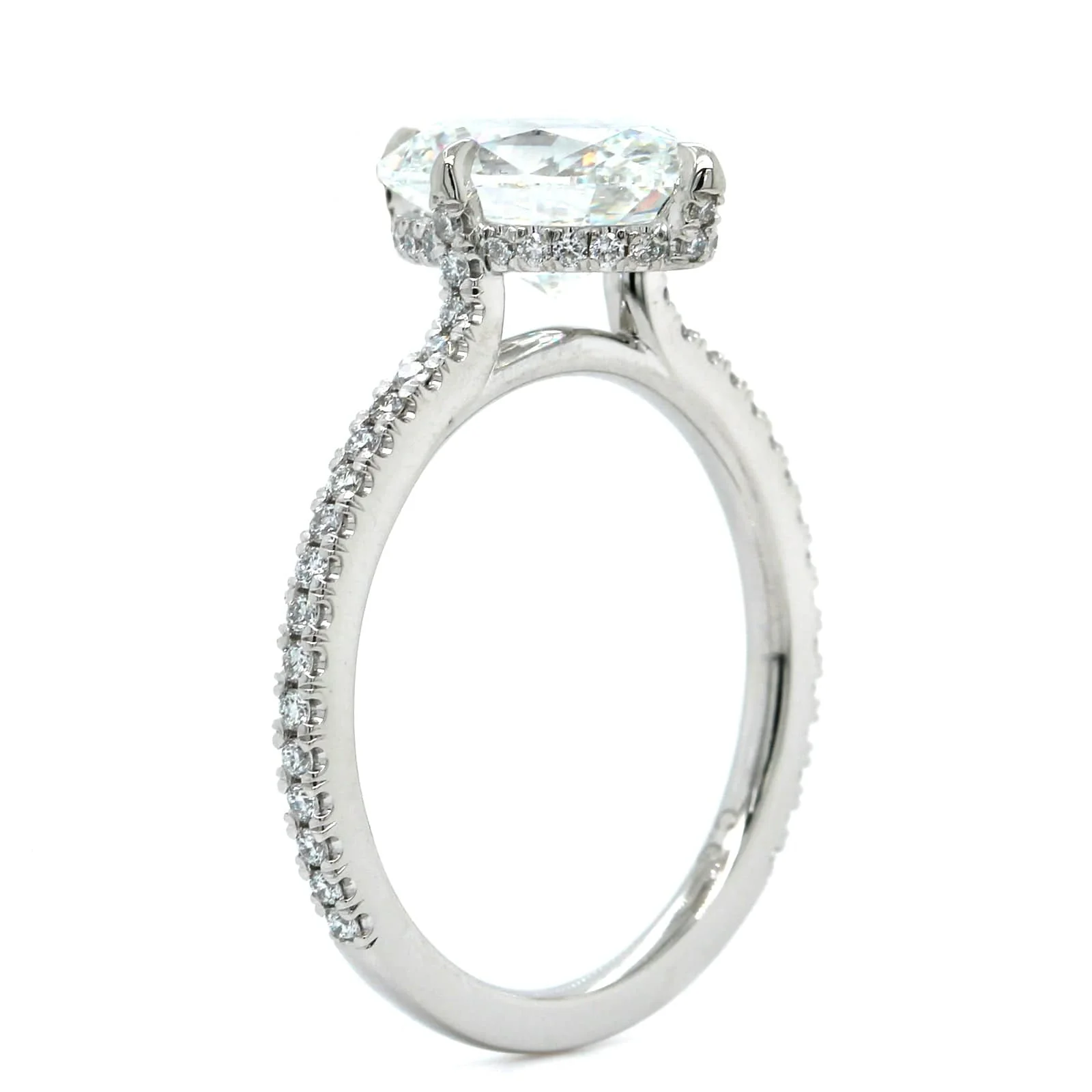 Platinum Oval Diamond Hidden Halo Engagement Ring - Image 2