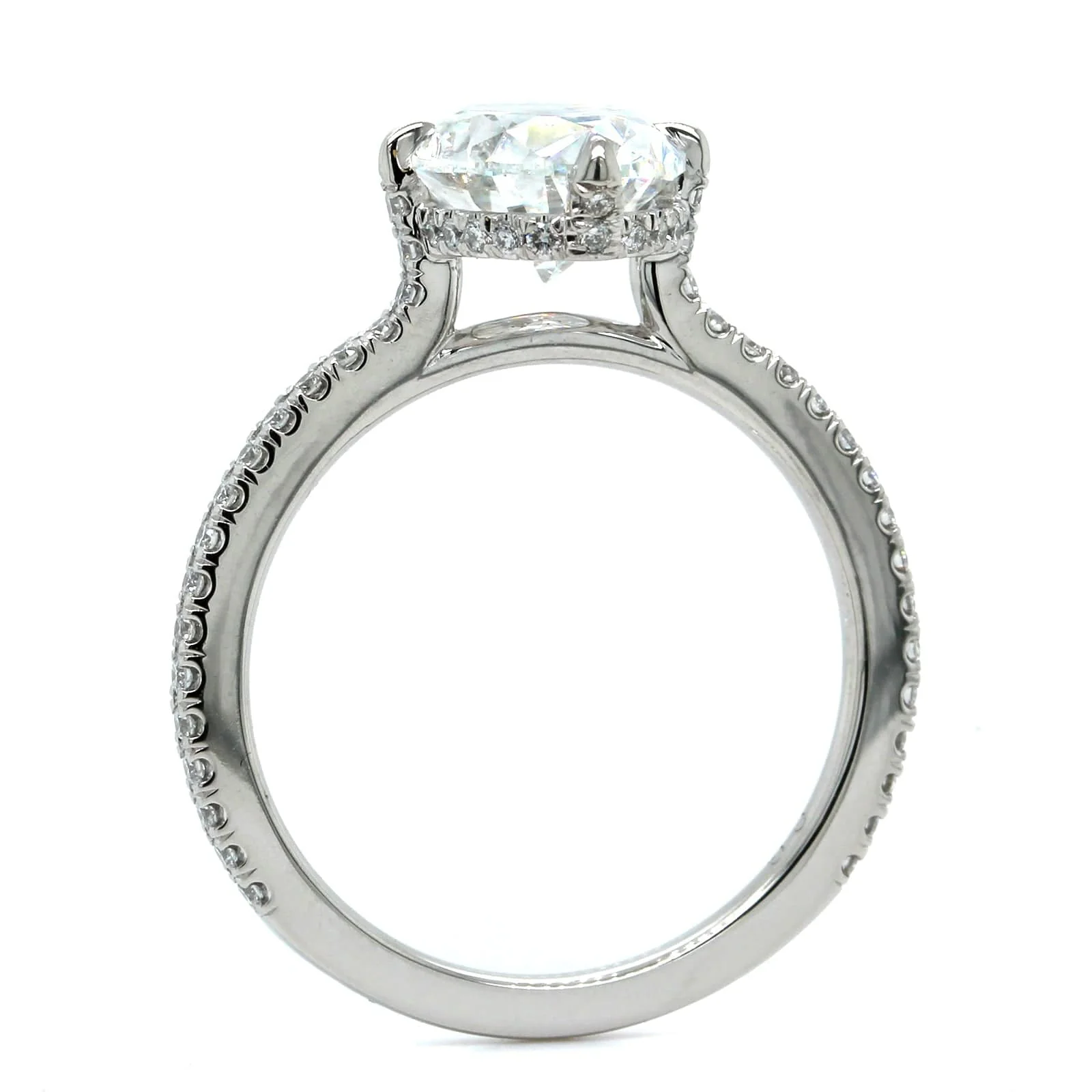 Platinum Oval Diamond Hidden Halo Engagement Ring - Image 3