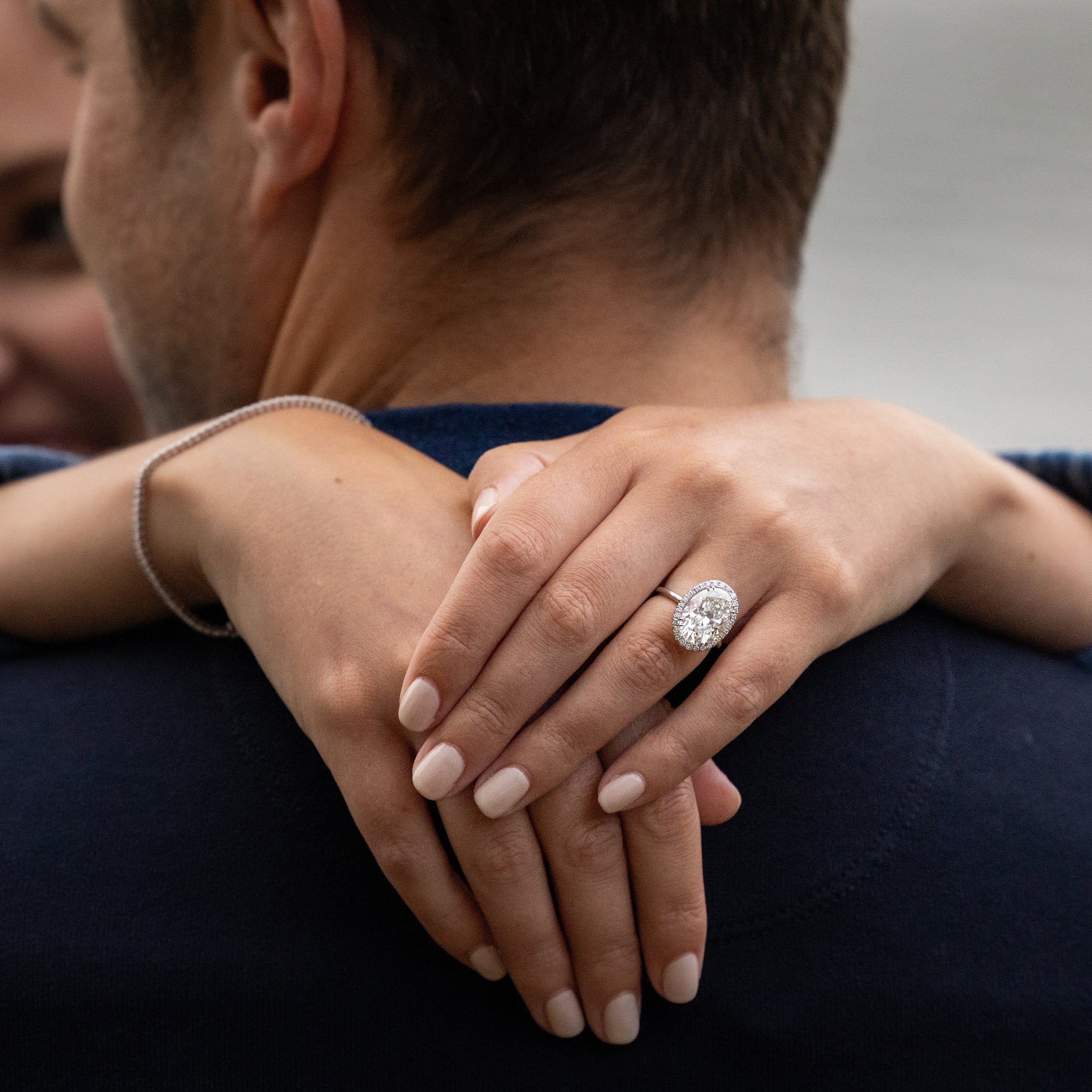 Platinum Oval Diamond Halo Engagement Ring - Image 2