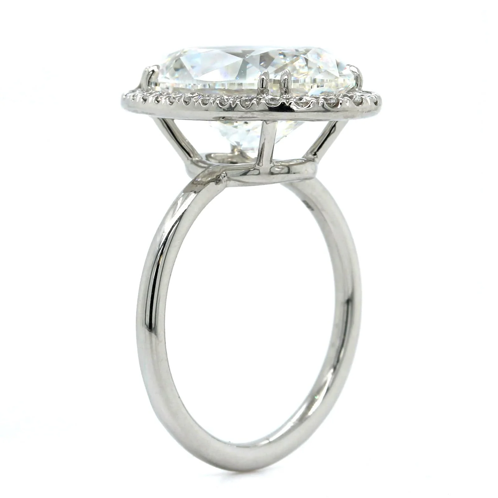 Platinum Oval Diamond Halo Engagement Ring - Image 3