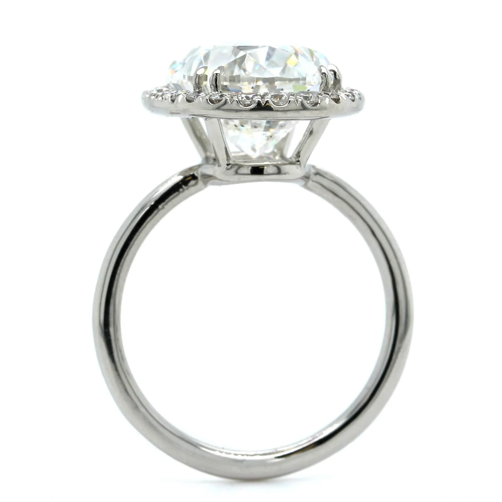 Platinum Oval Diamond Halo Engagement Ring - Image 4