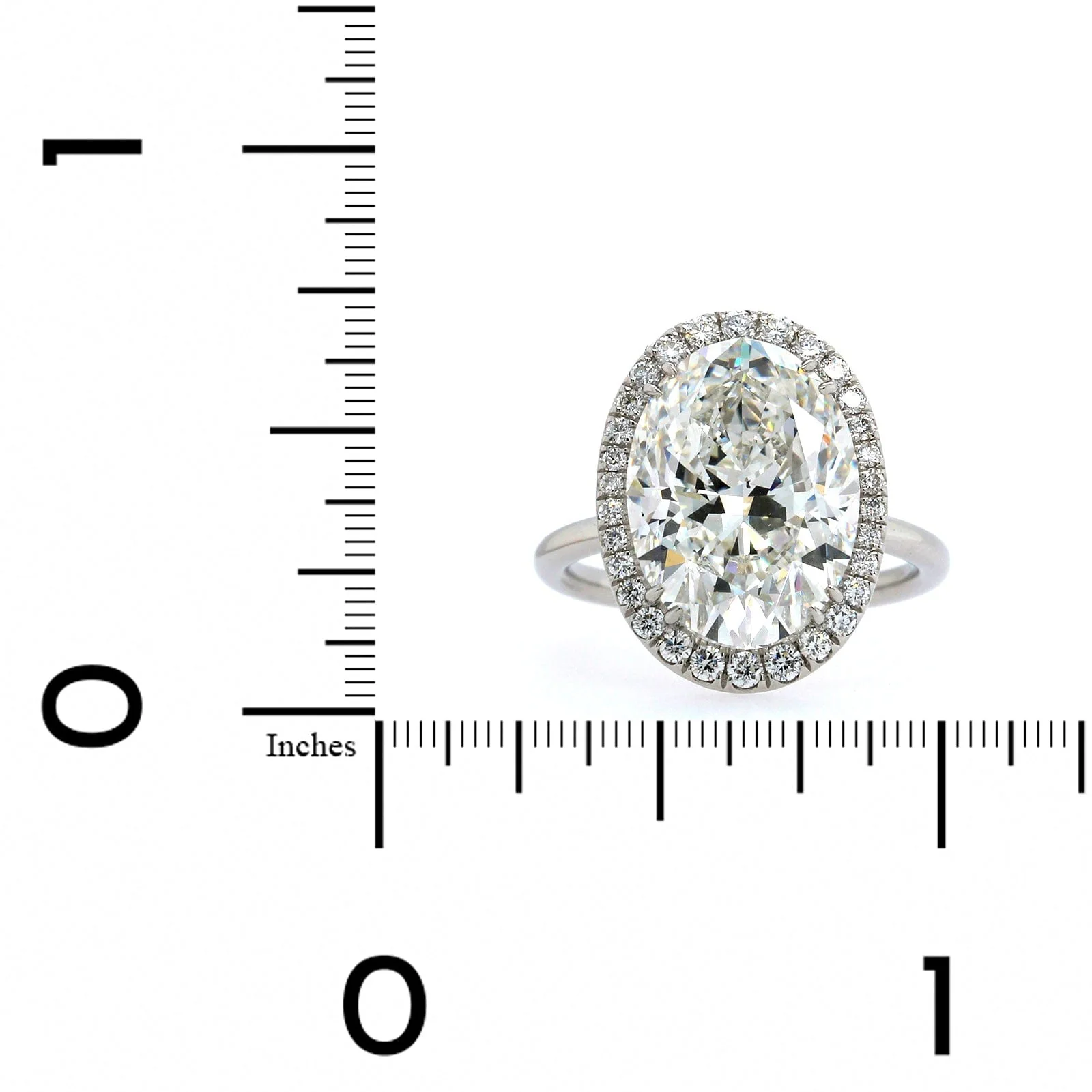 Platinum Oval Diamond Halo Engagement Ring - Image 5