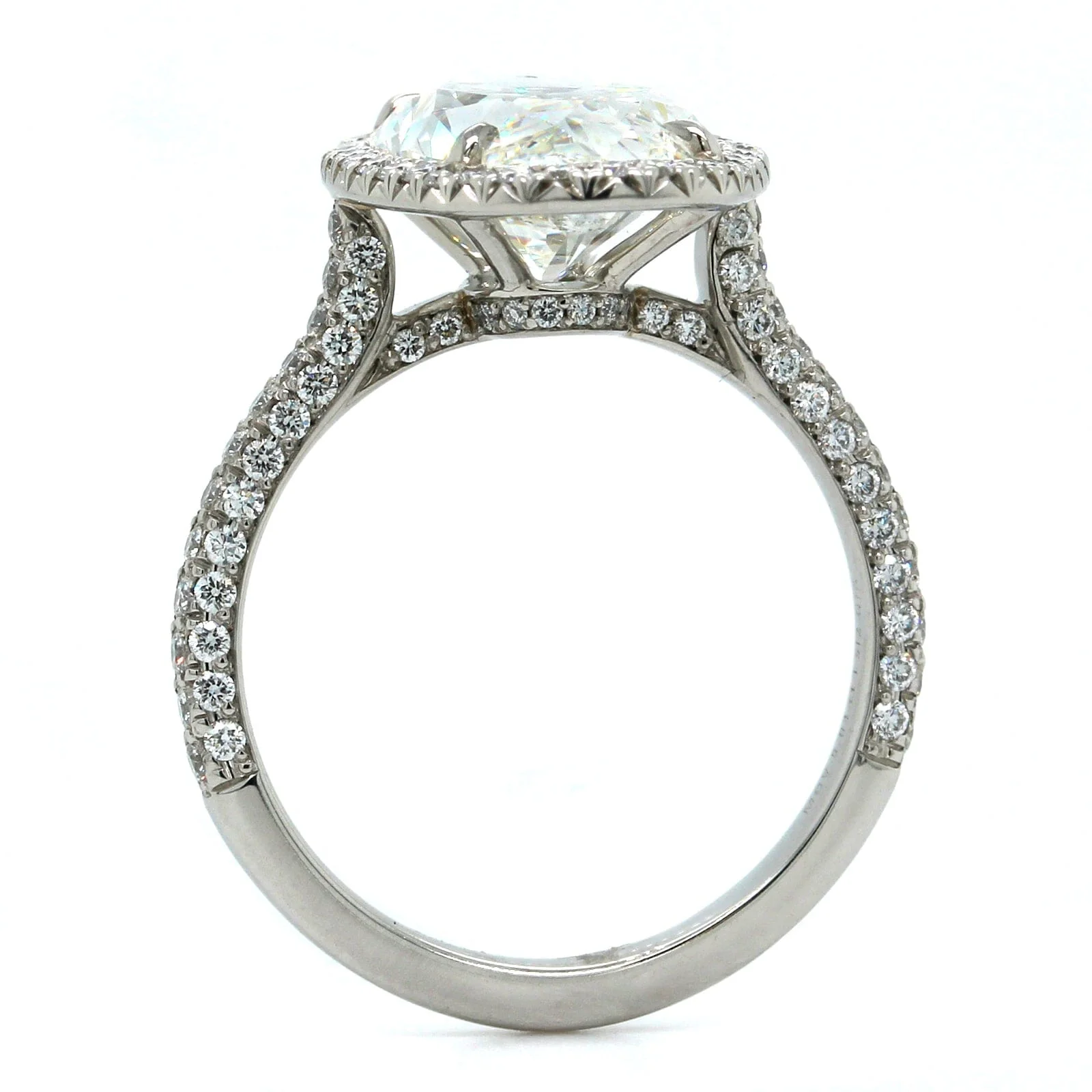 Platinum Oval Diamond Halo Engagement Ring - Image 3
