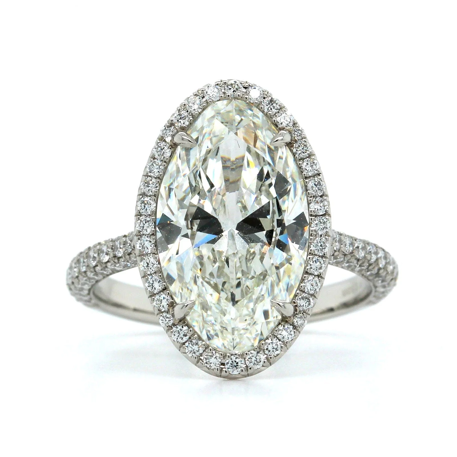 Platinum Oval Diamond Halo Engagement Ring - Image 5