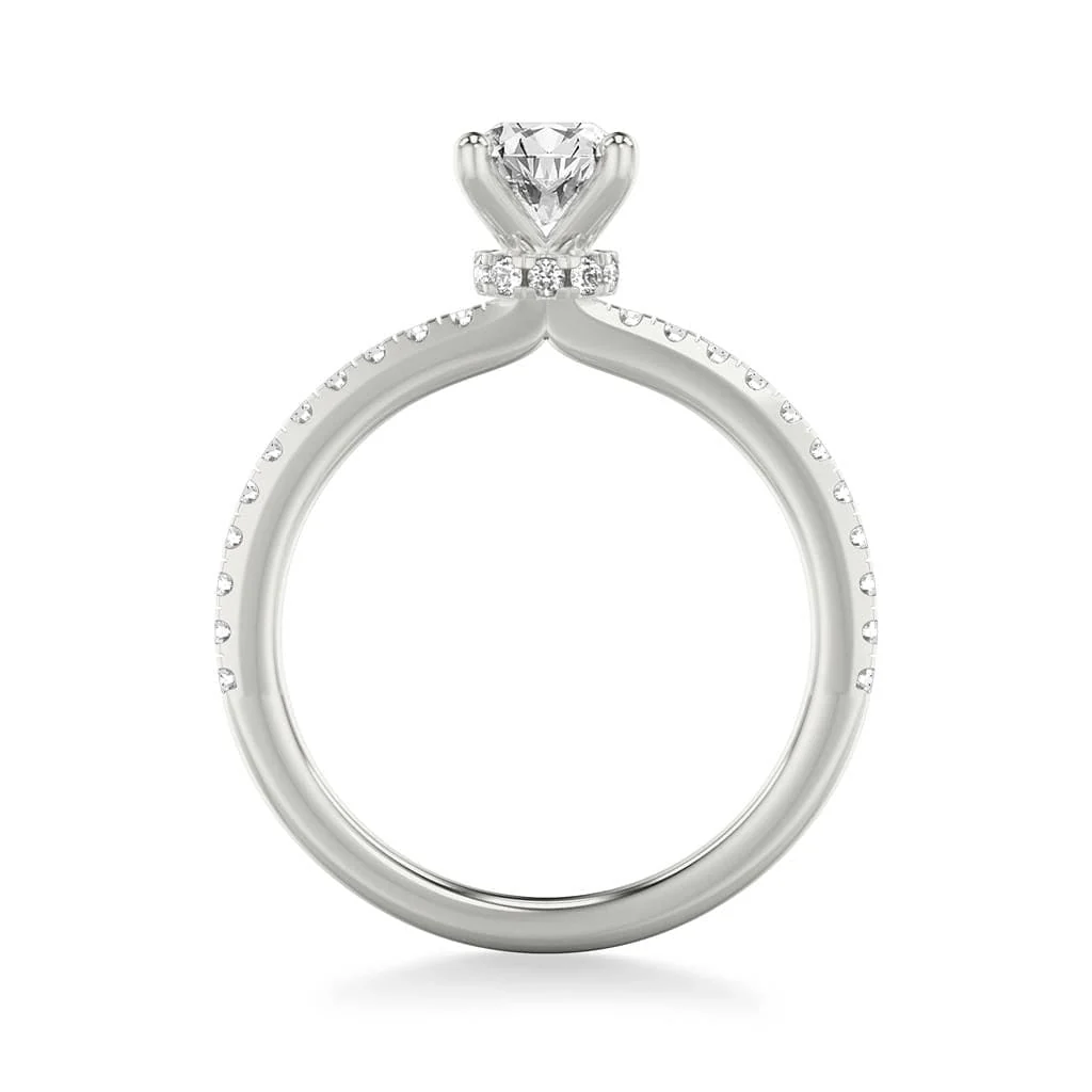 Platinum Oval Diamond with Diamond Gallery Engagement Ring - Image 2