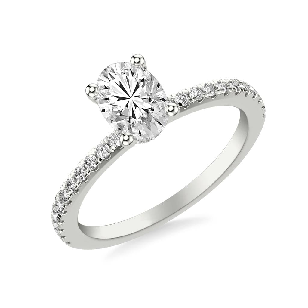 Platinum Oval Diamond with Diamond Gallery Engagement Ring - Image 3