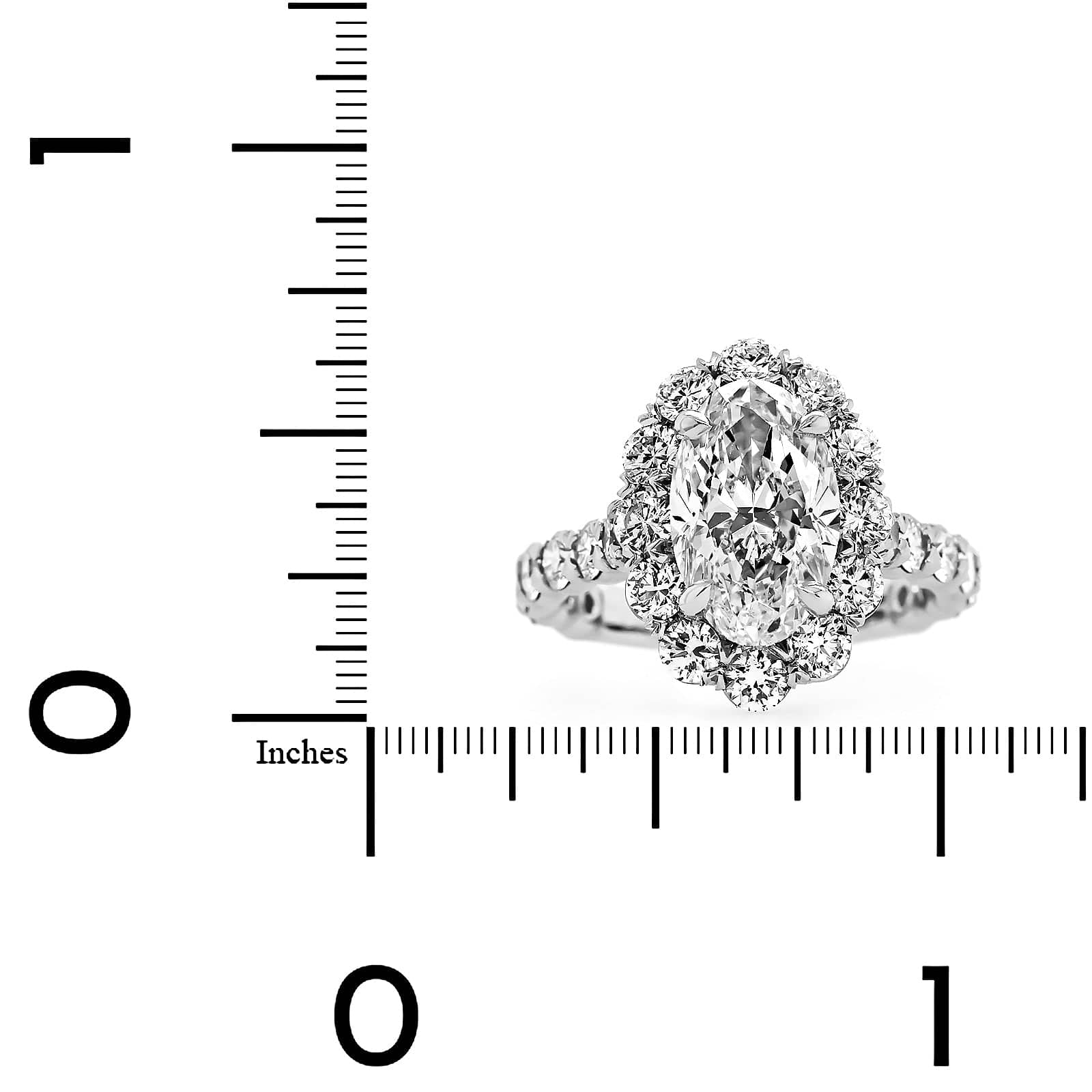 Platinum Oval Cut Diamond Engagement Ring - Image 4