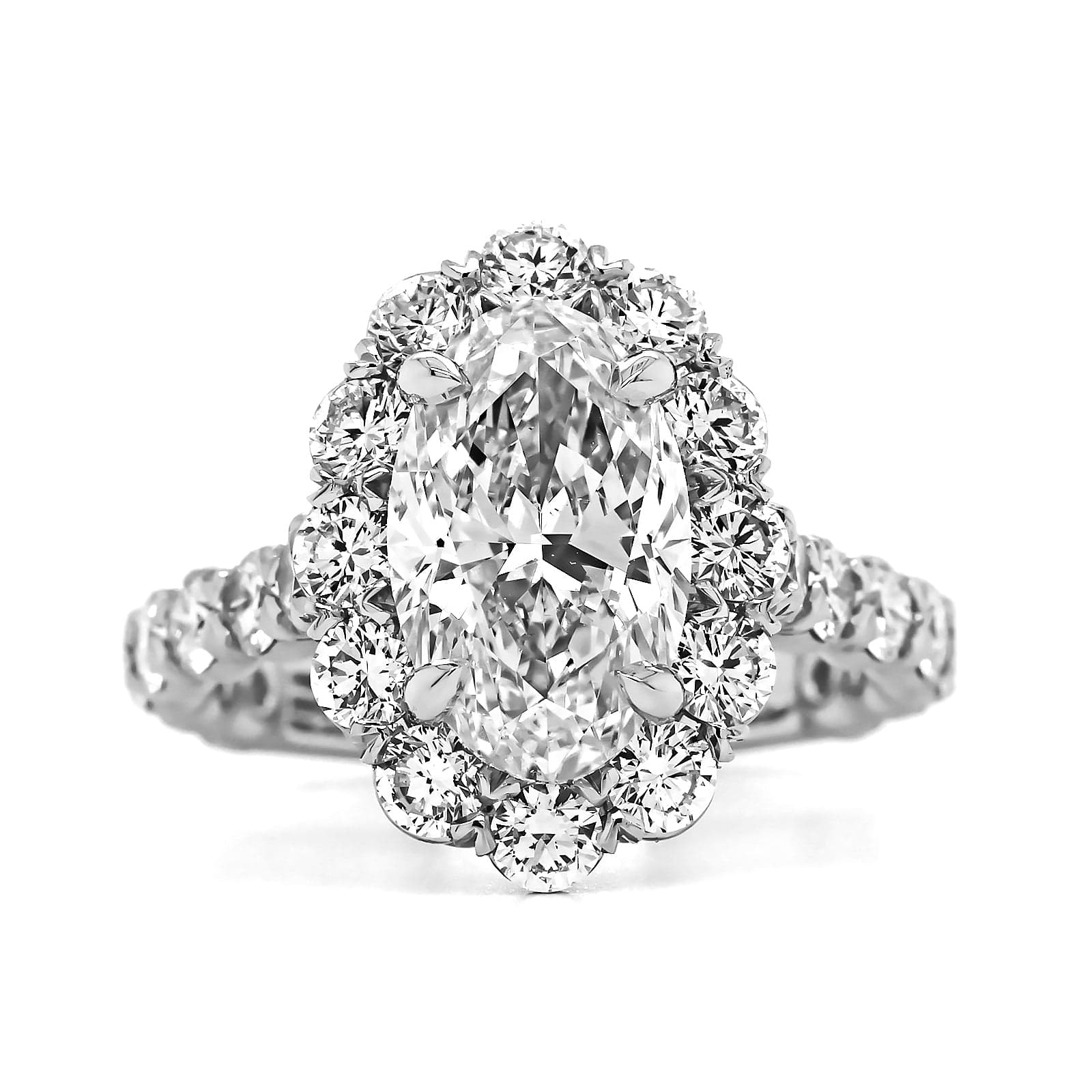 Platinum Oval Cut Diamond Engagement Ring - Image 5