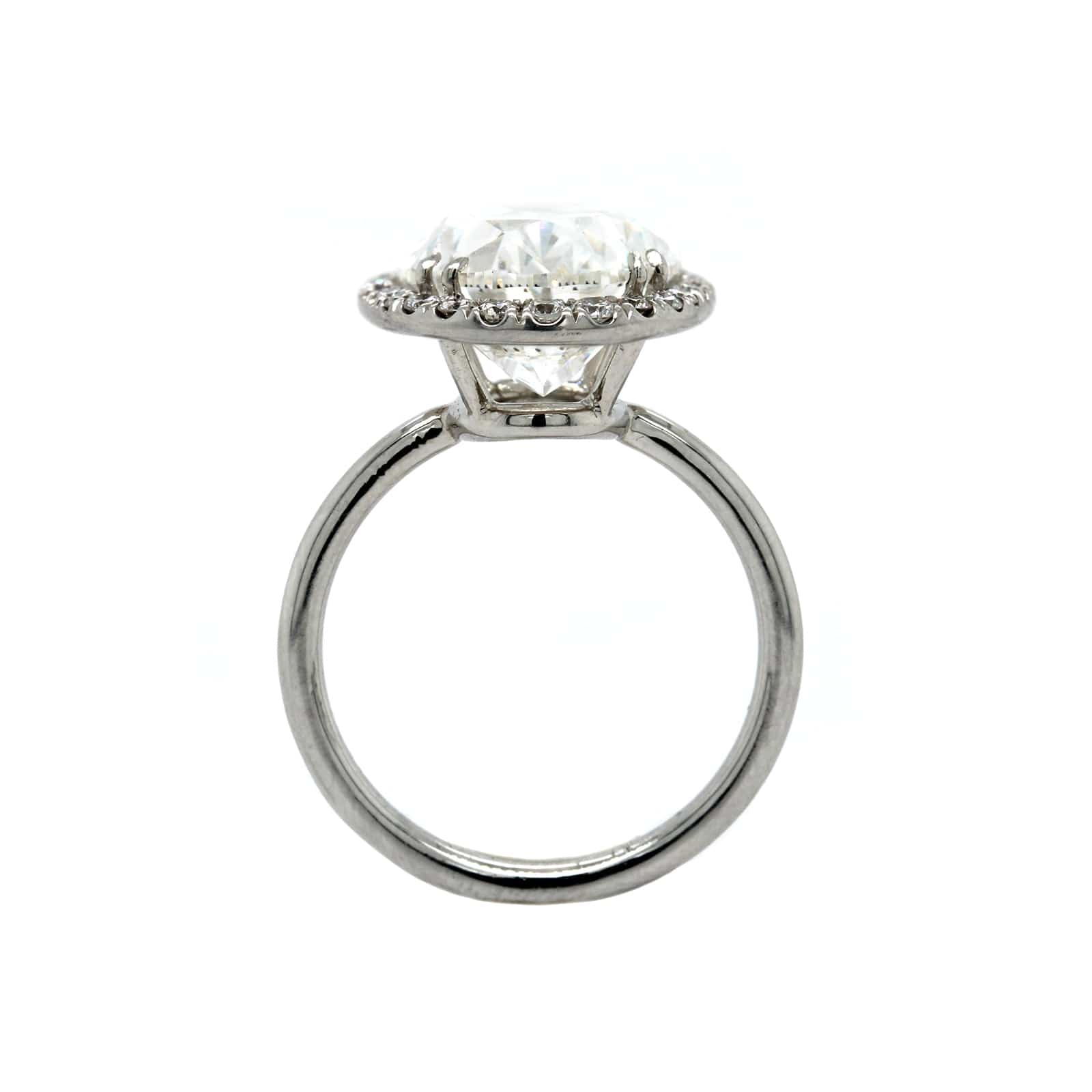 Platinum Oval Diamond Halo Engagement Ring - Image 3