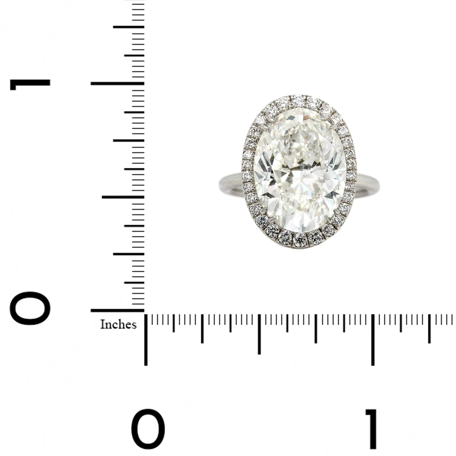 Platinum Oval Diamond Halo Engagement Ring - Image 4