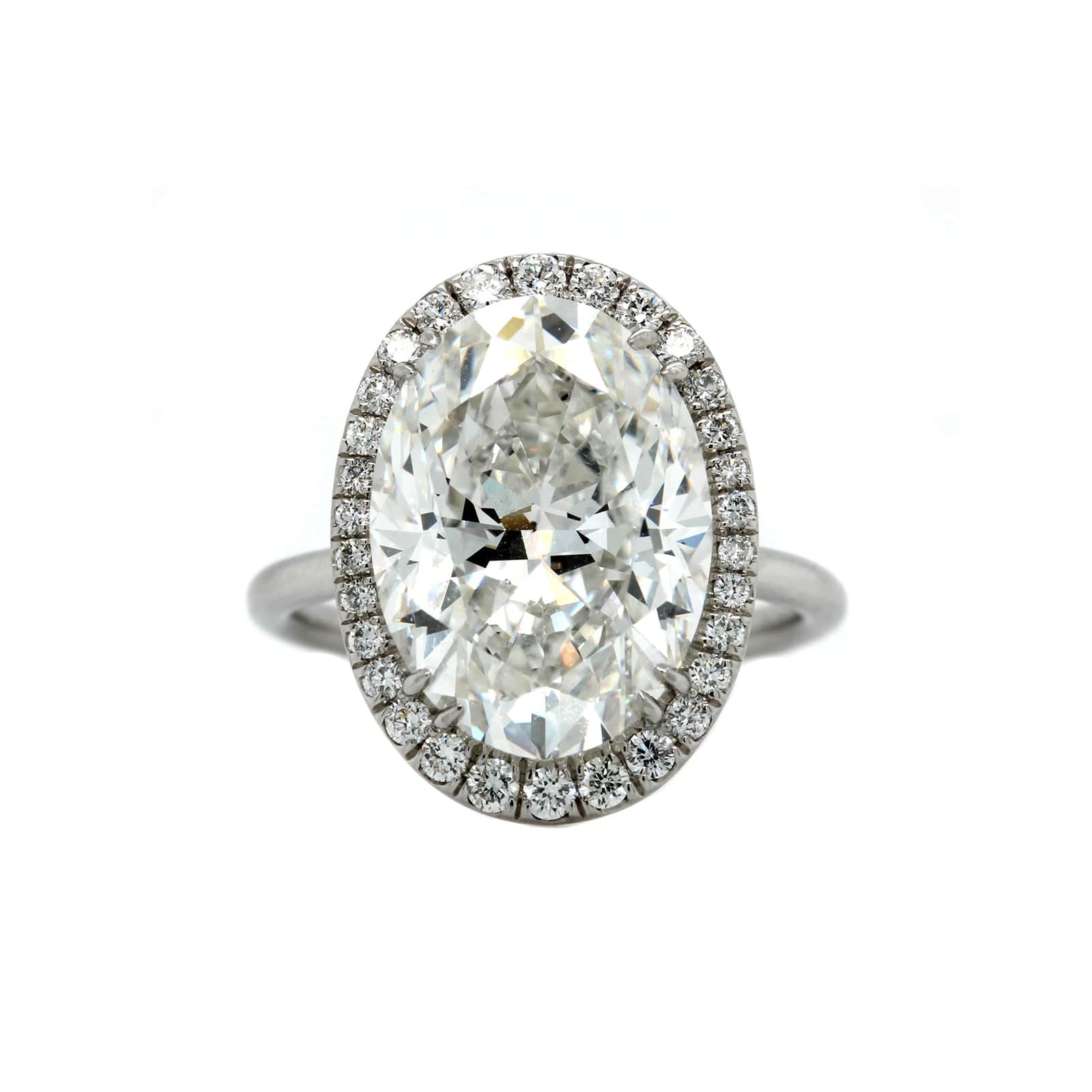 Platinum Oval Diamond Halo Engagement Ring - Image 5