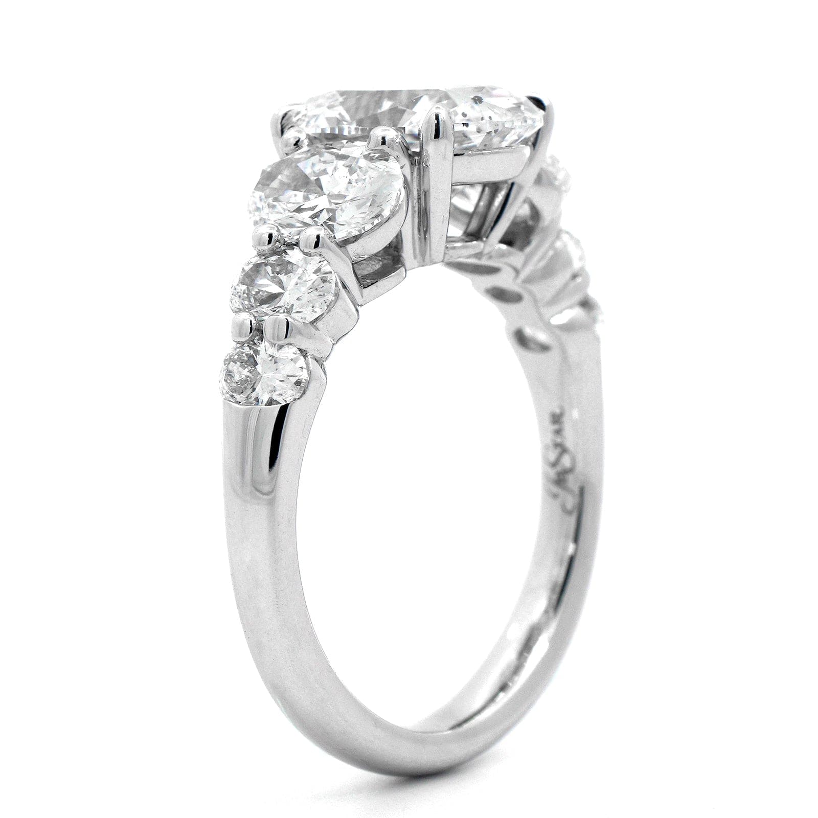 Platinum 6 Stone Oval Diamond Ring - Image 2