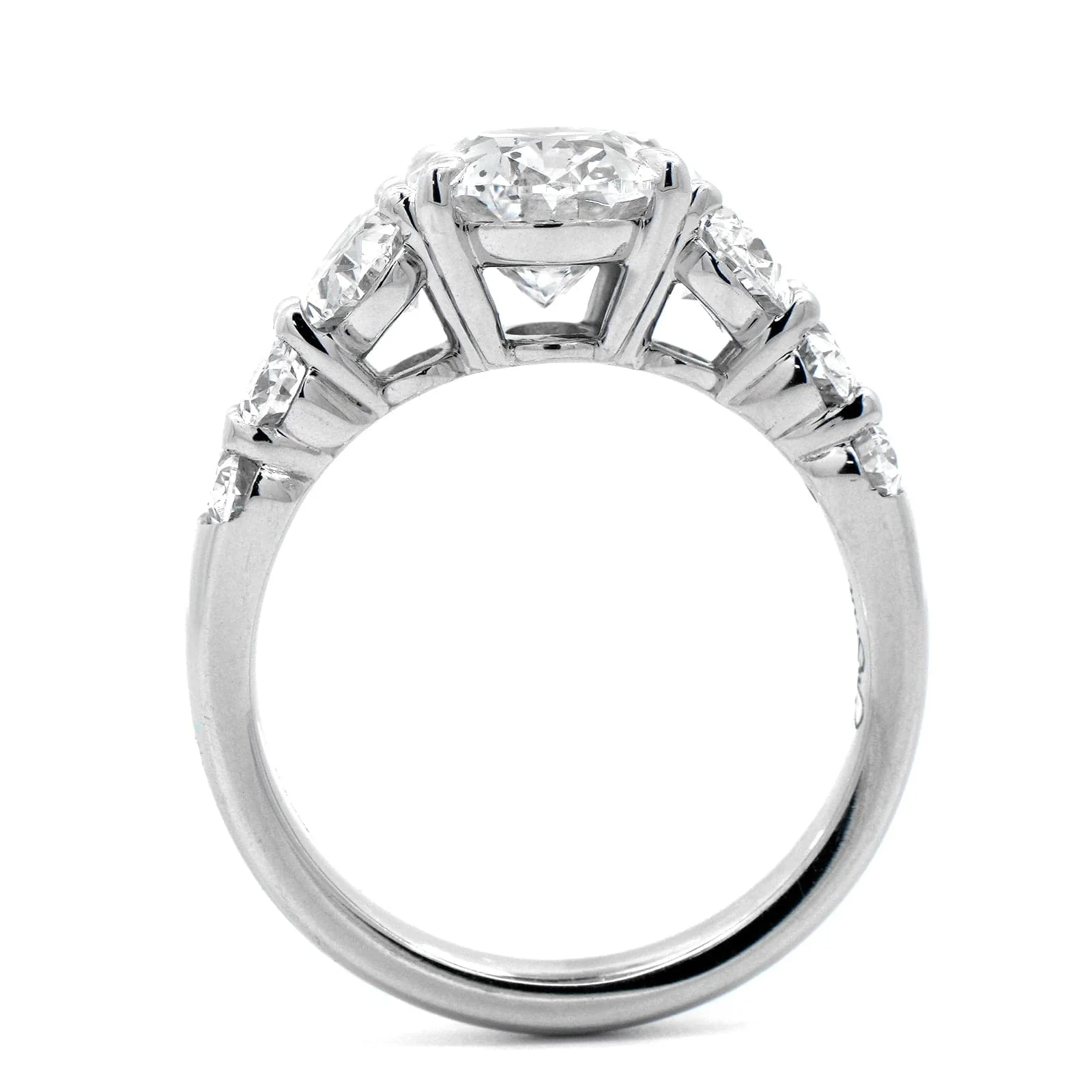 Platinum 6 Stone Oval Diamond Ring - Image 3