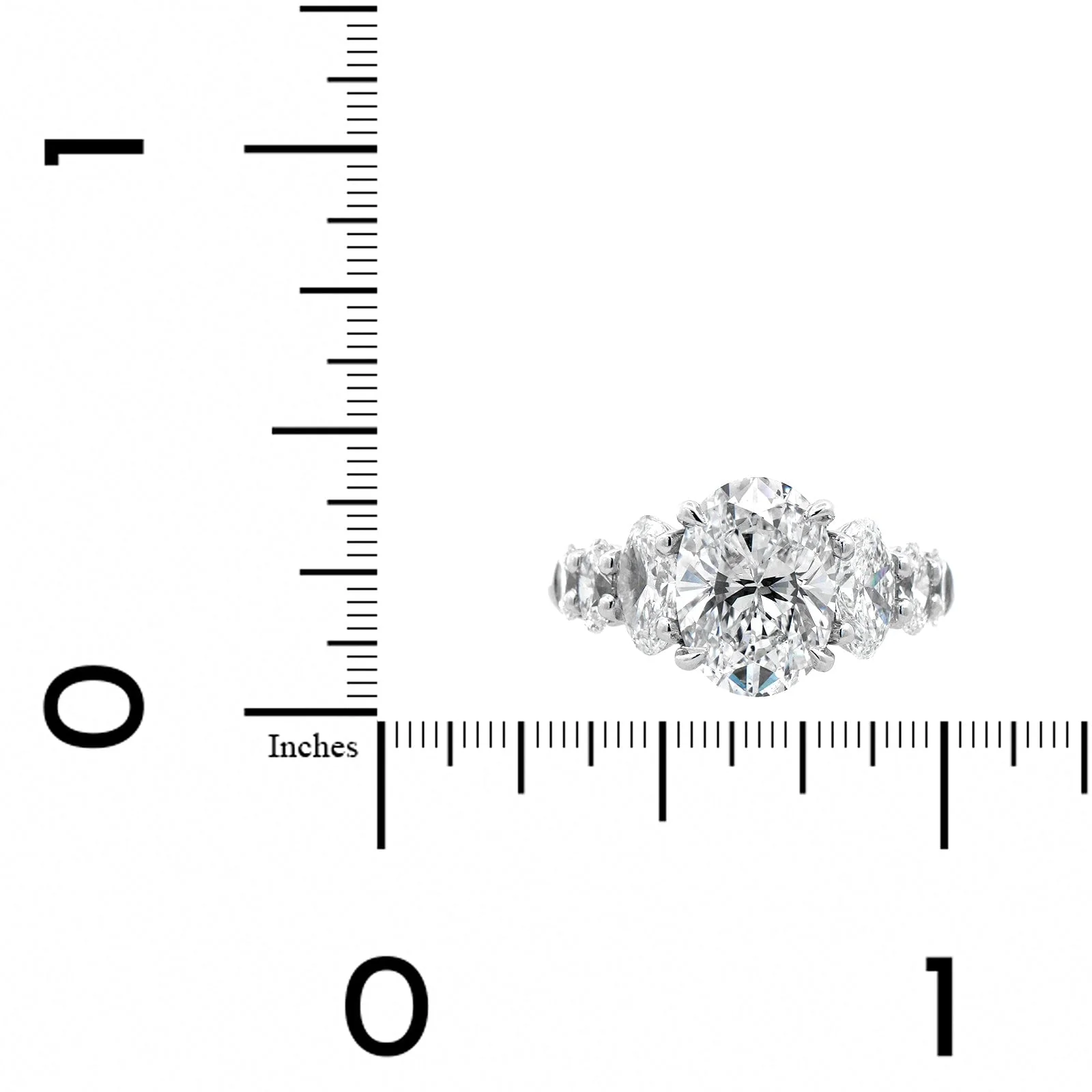 Platinum 6 Stone Oval Diamond Ring - Image 4