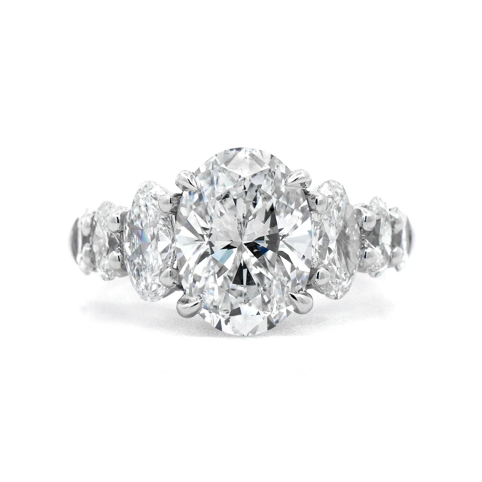 Platinum 6 Stone Oval Diamond Ring - Image 5