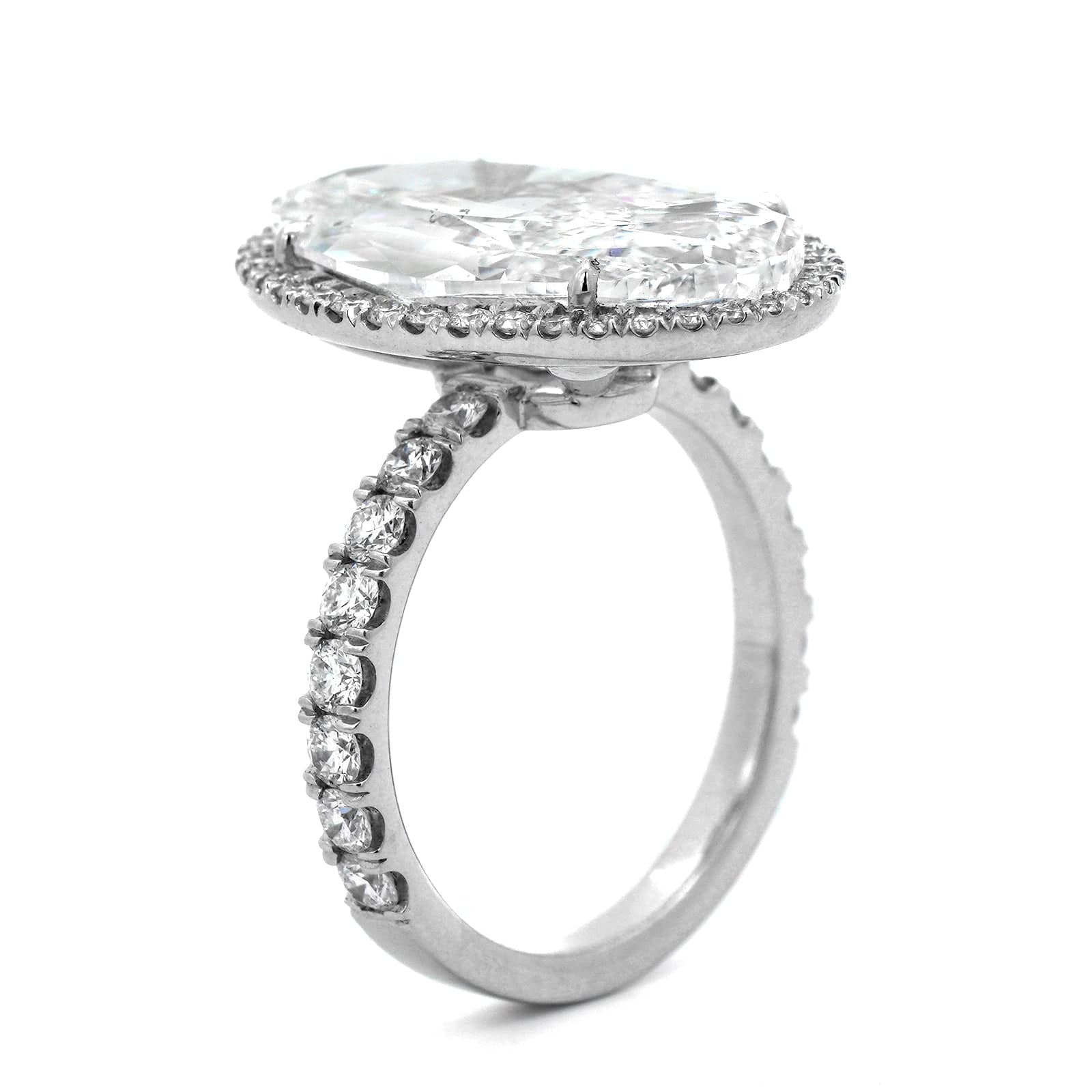 Platinum Oval Diamond Halo Engagement Ring - Image 2