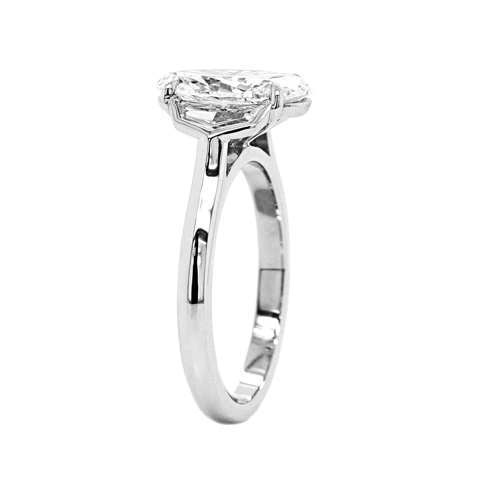 Platinum Oval and Cadillac Cut Diamond Engagement Ring - Image 2