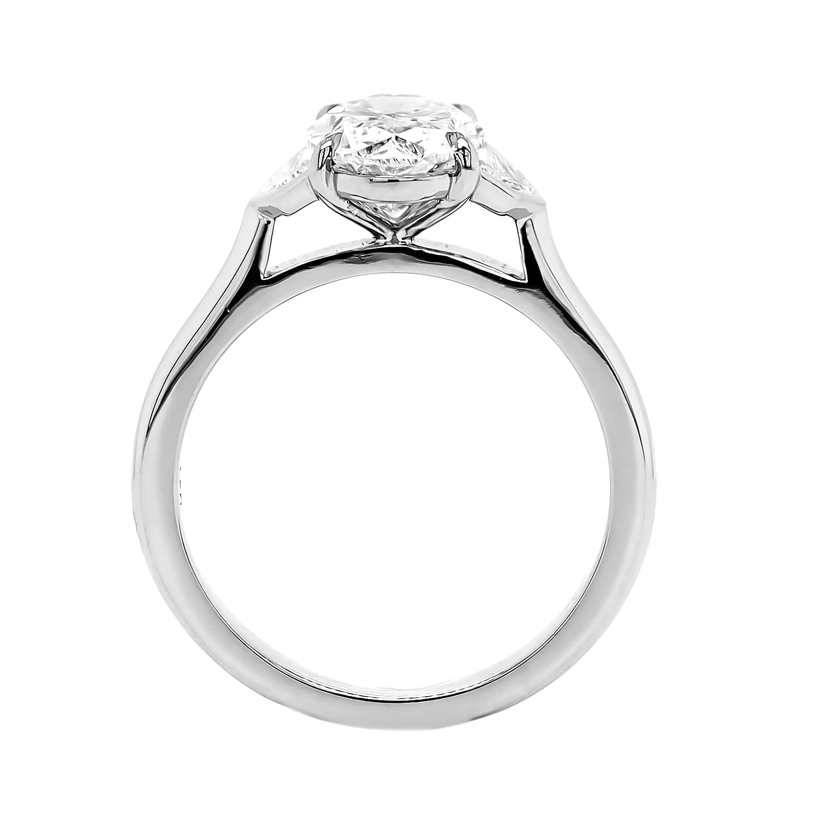Platinum Oval and Cadillac Cut Diamond Engagement Ring - Image 3