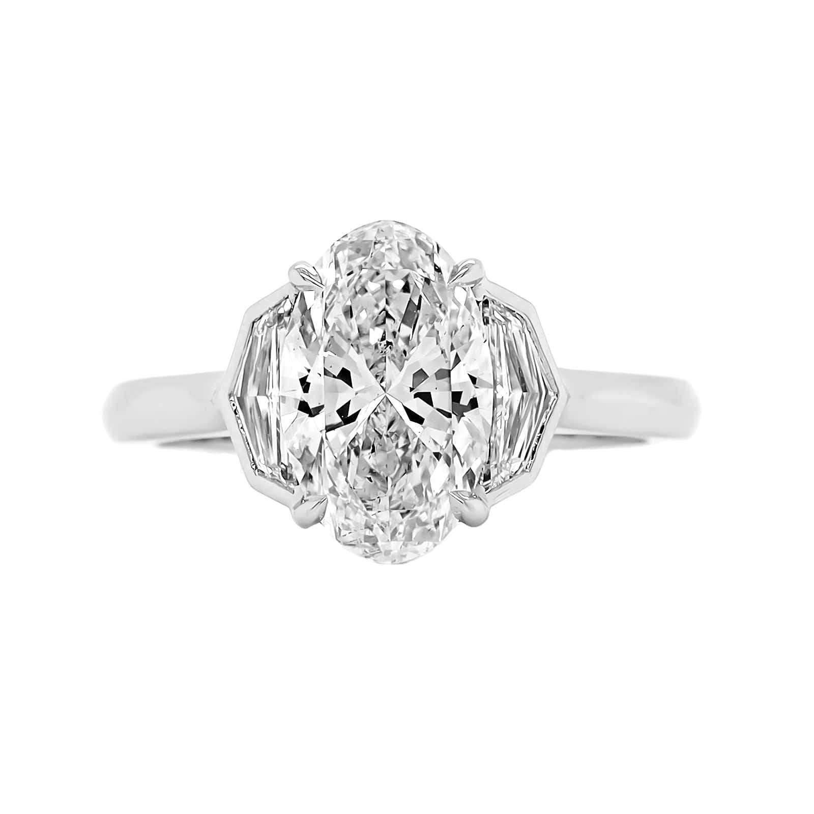 Platinum Oval and Cadillac Cut Diamond Engagement Ring - Image 5