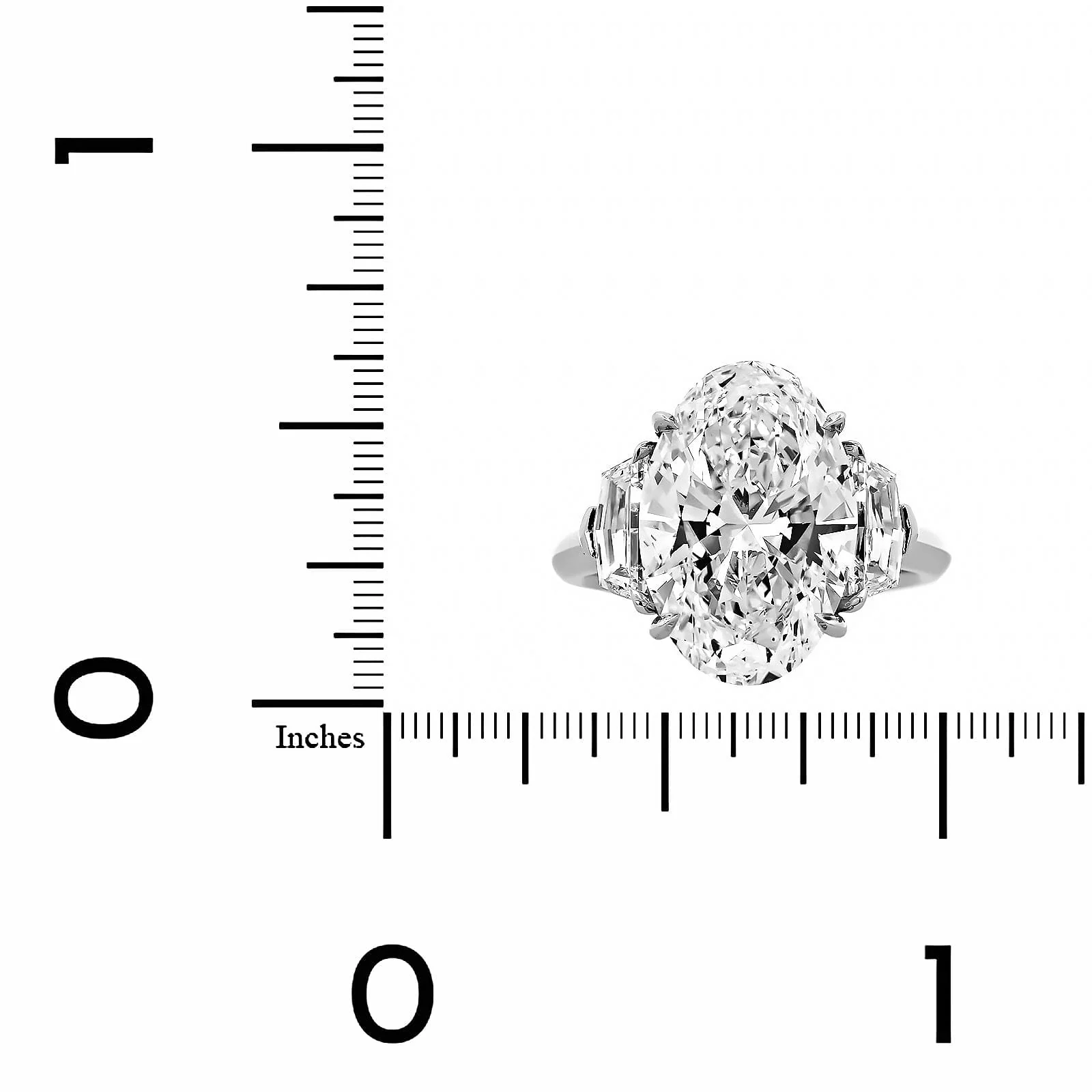 Platinum Oval Cut Diamond 3 Stone Engagement Ring - Image 4