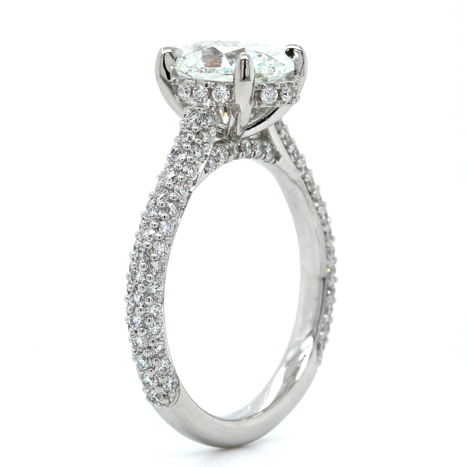 Platinum Oval Diamond Hidden Halo Engagement Ring - Image 2