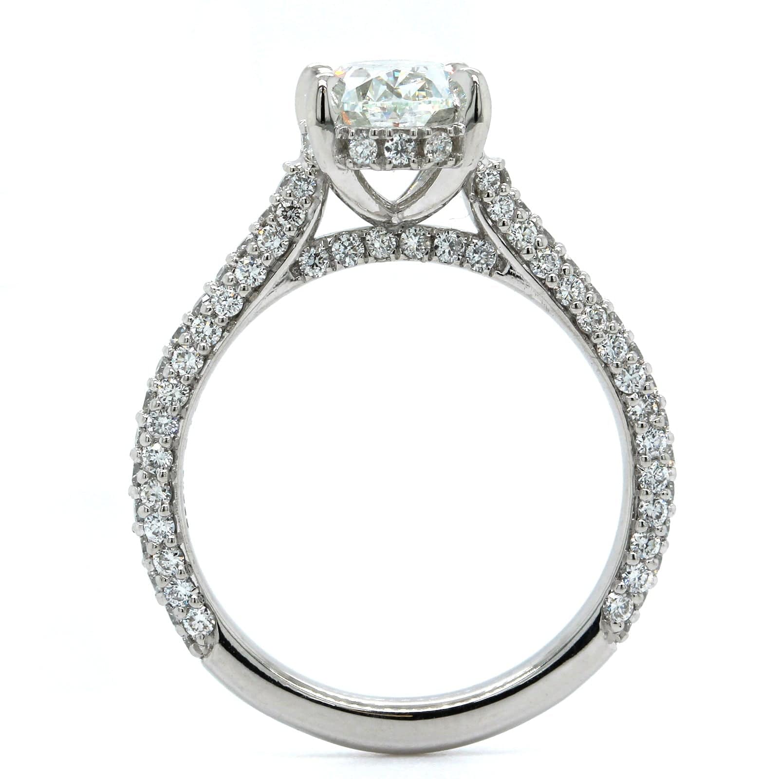 Platinum Oval Diamond Hidden Halo Engagement Ring - Image 3