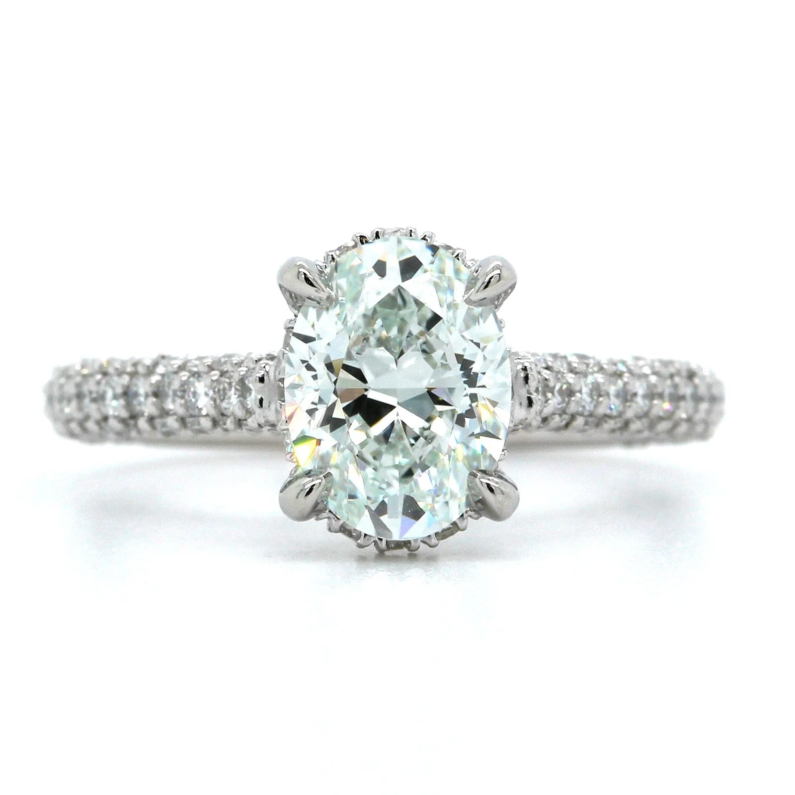Platinum Oval Diamond Hidden Halo Engagement Ring - Image 4