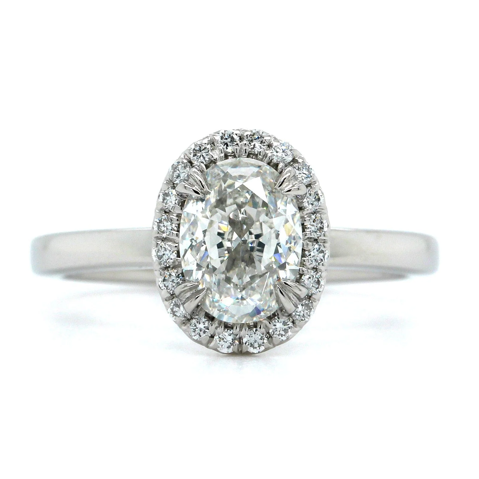 Platinum Oval Diamond Halo Engagement Ring