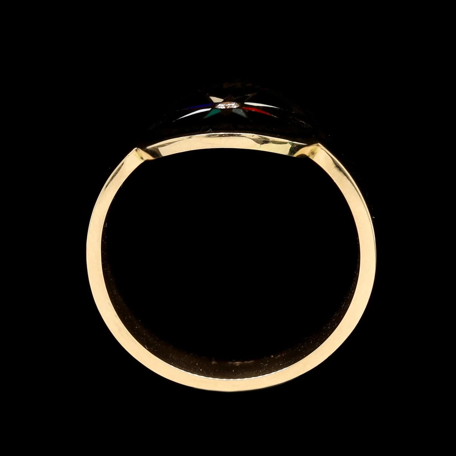 FoundRae 18K Yellow Gold Estate Black Eternal Compass Enamel Cigar Band - Image 3