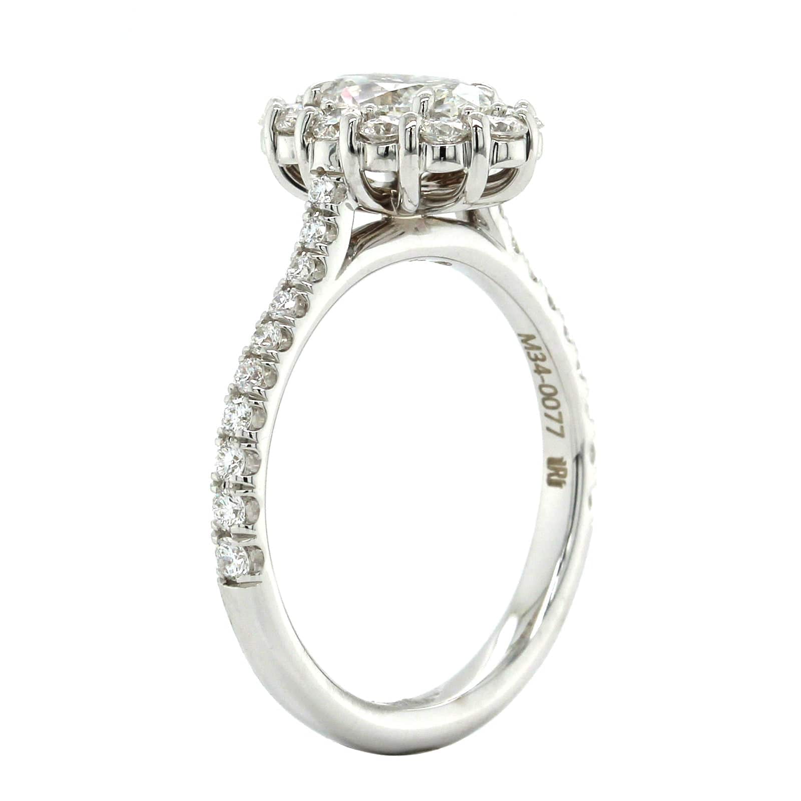 18K White Gold Oval Diamond Halo Engagement Ring - Image 2