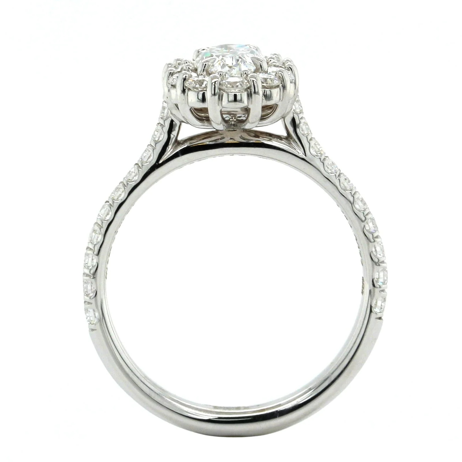 18K White Gold Oval Diamond Halo Engagement Ring - Image 3