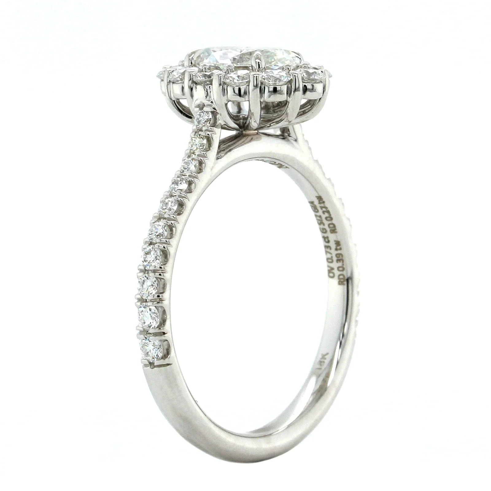 18K White Gold Oval Diamond Halo Engagement Ring - Image 2