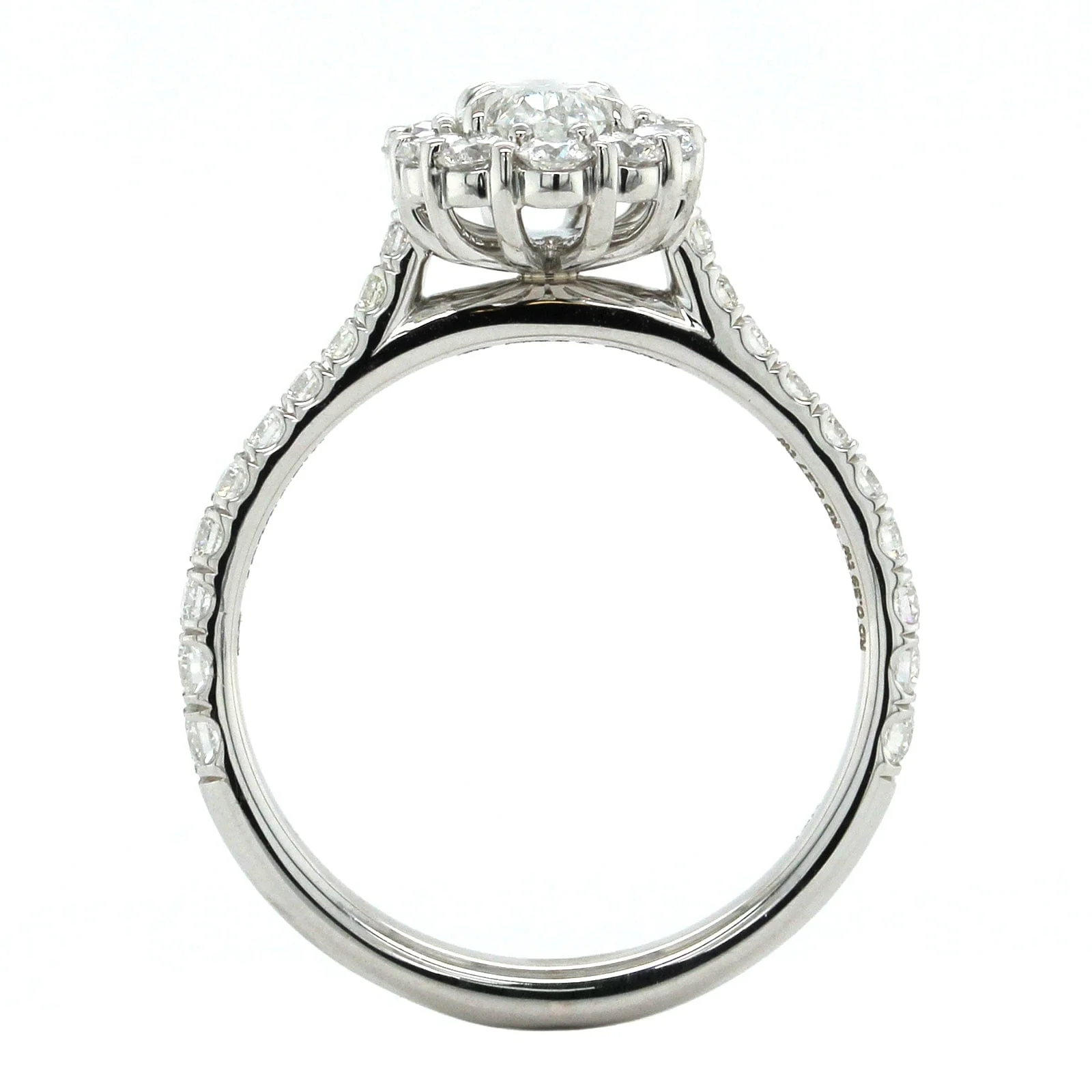18K White Gold Oval Diamond Halo Engagement Ring - Image 3