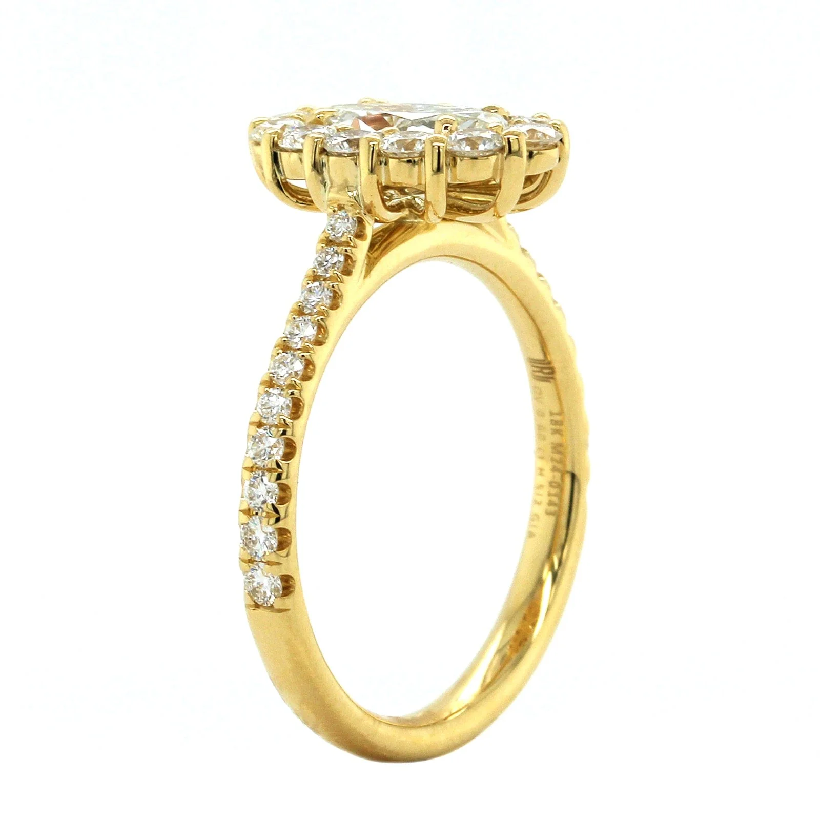 18K Yellow Gold Oval Diamond Halo Engagement Ring - Image 2