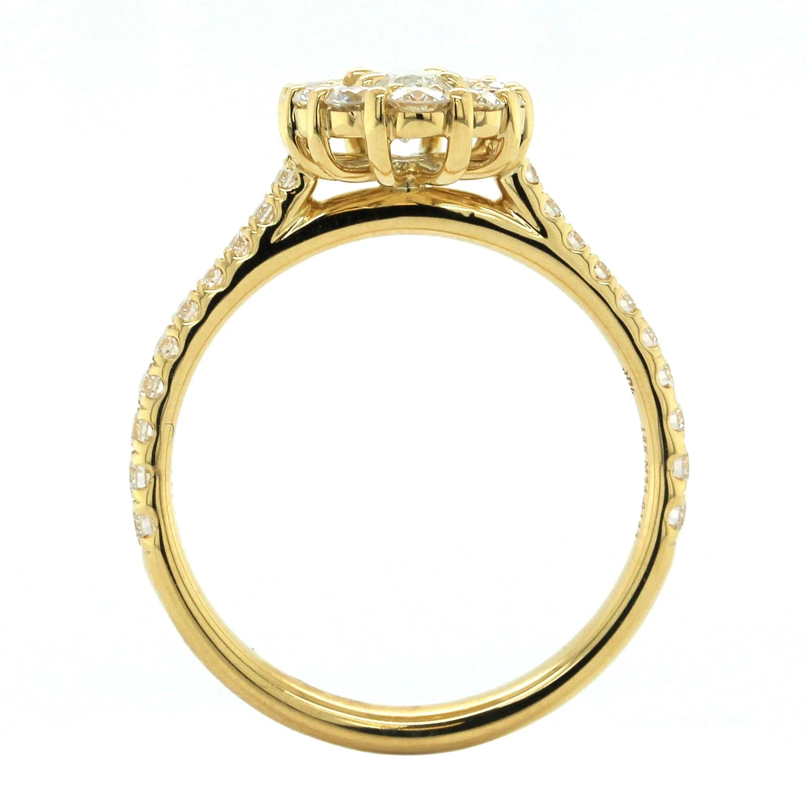 18K Yellow Gold Oval Diamond Halo Engagement Ring - Image 3
