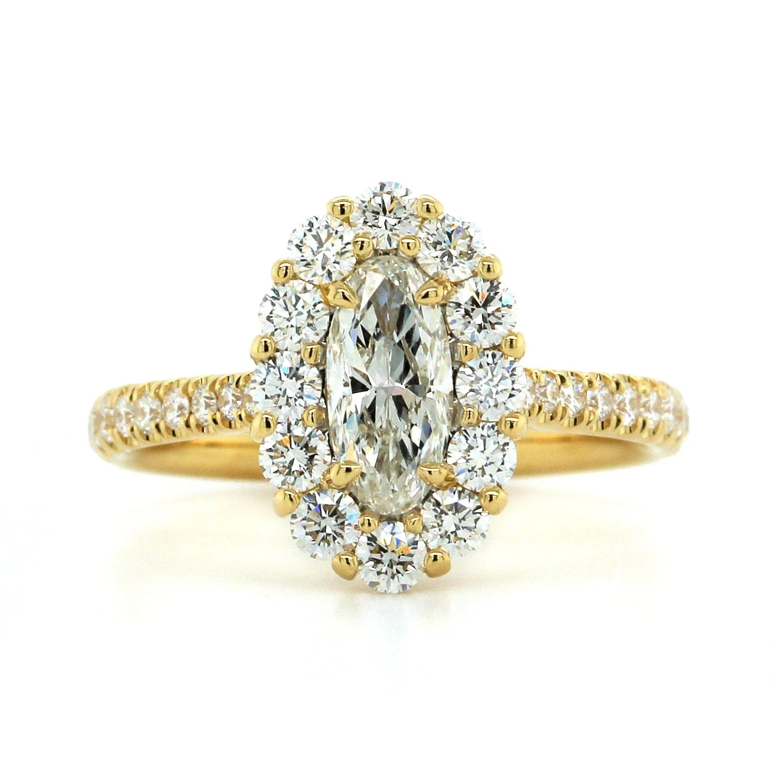 18K Yellow Gold Oval Diamond Halo Engagement Ring - Image 4