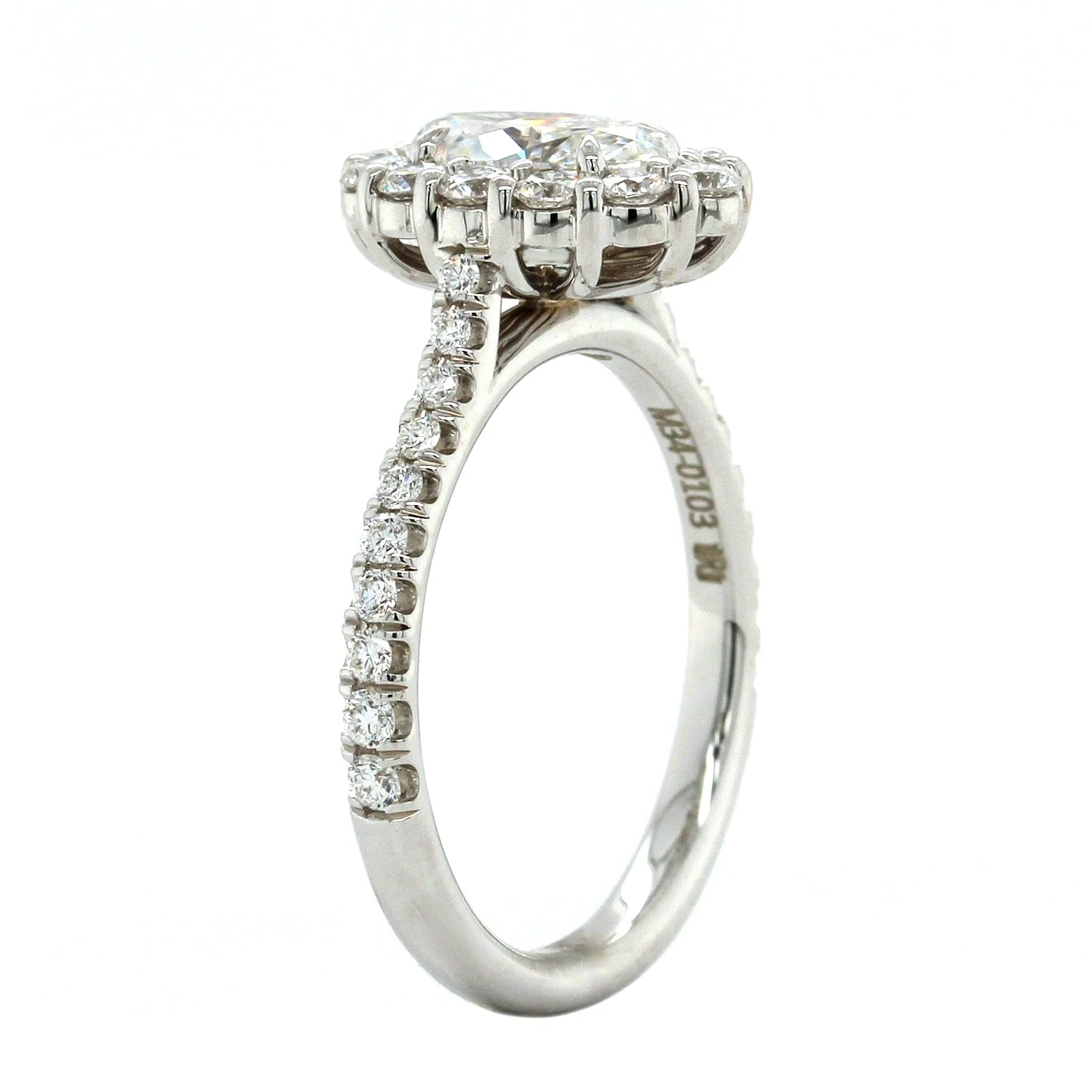 18K White Gold Oval Diamond Halo Engagement Ring - Image 2