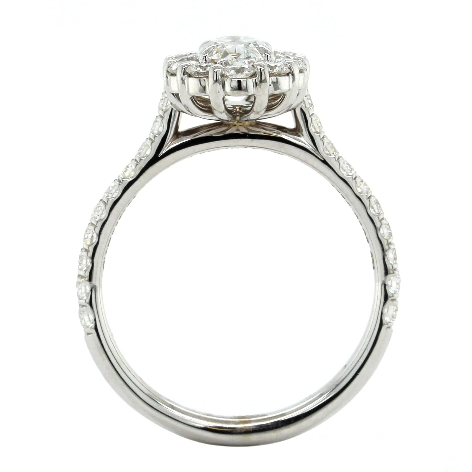 18K White Gold Oval Diamond Halo Engagement Ring - Image 3