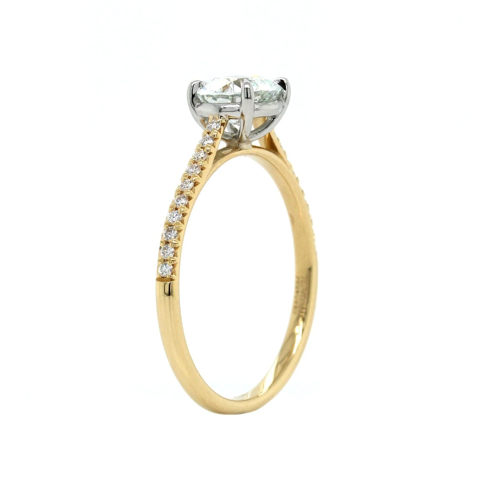 18K Yellow Gold Diamond with Diamond Sides Engagement Ring - Image 2