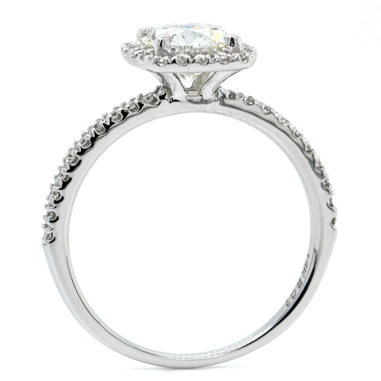 18K White Gold Diamond Cushion Halo Engagement Ring - Image 3