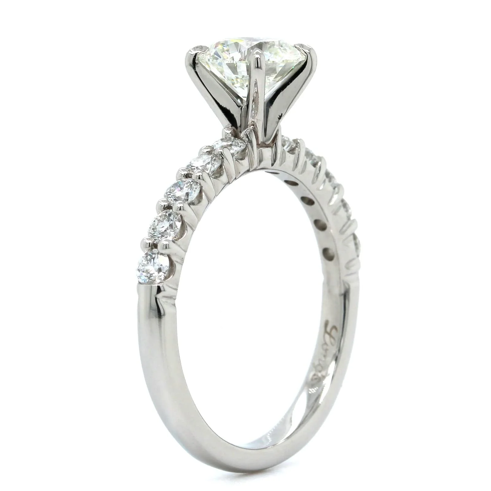 Platinum Round Cut Diamond Engagement Ring - Image 2