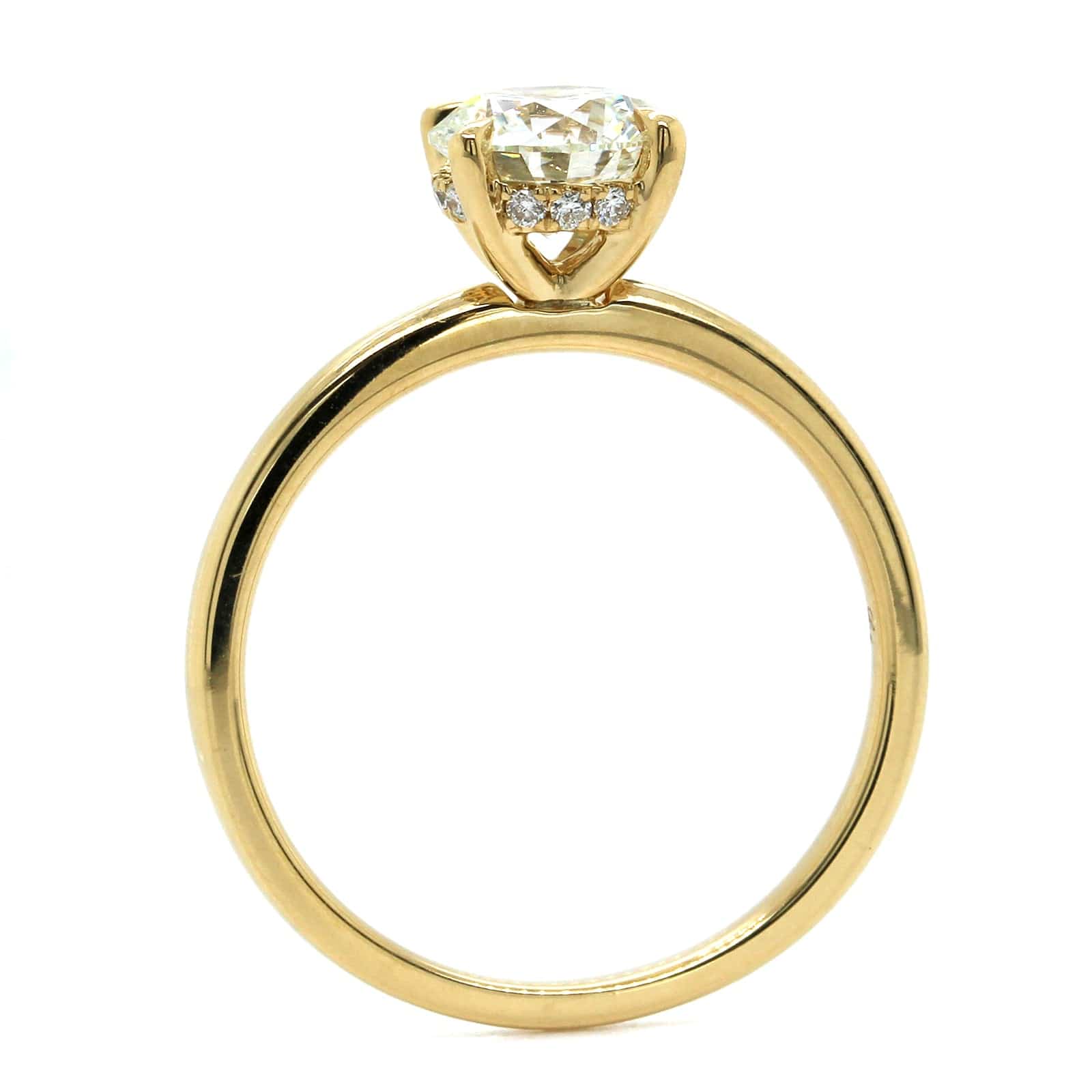 18K Yellow Gold Hidden Diamond Halo Engagement Ring - Image 3