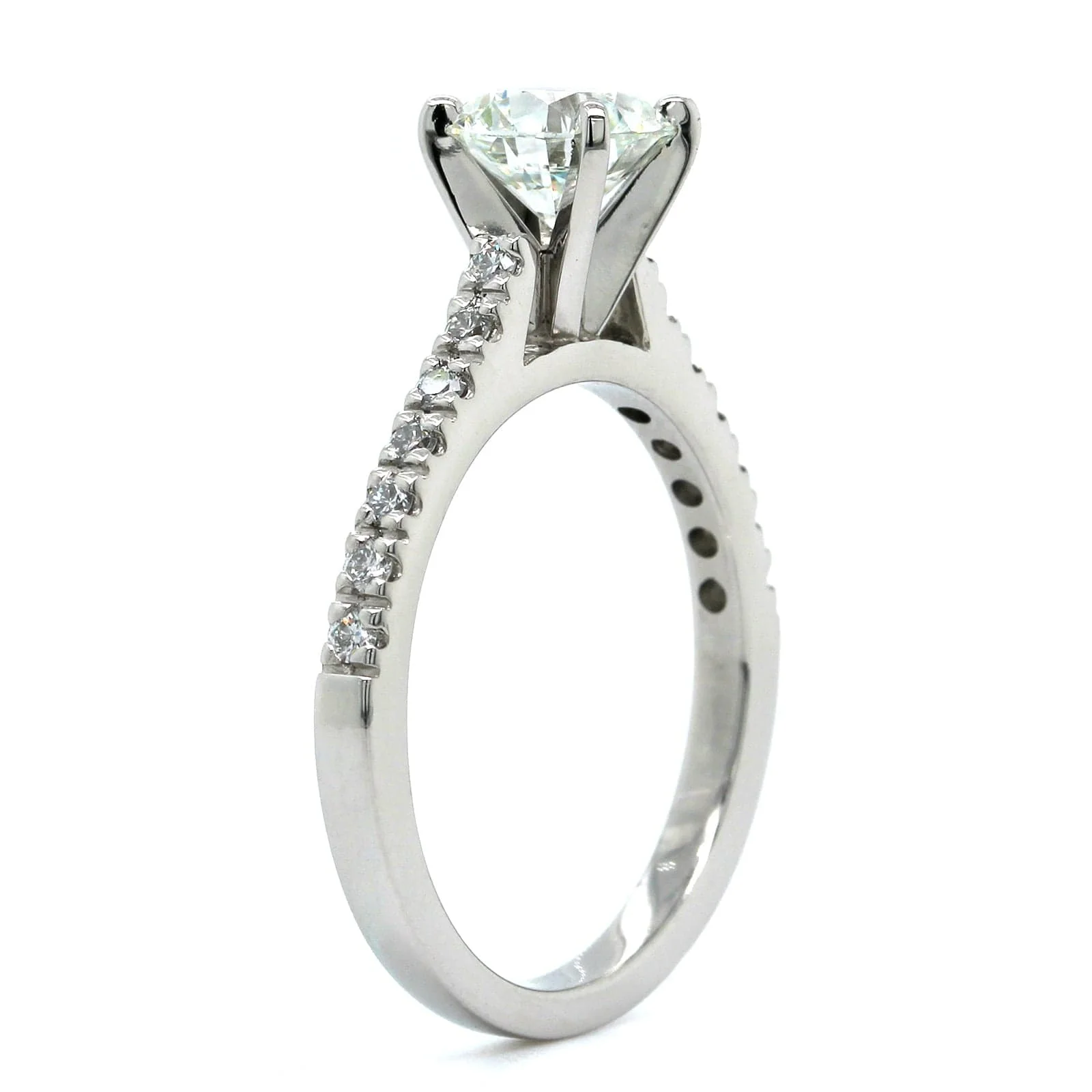 Platinum 4 Prong Round Diamond Engagement Ring - Image 2
