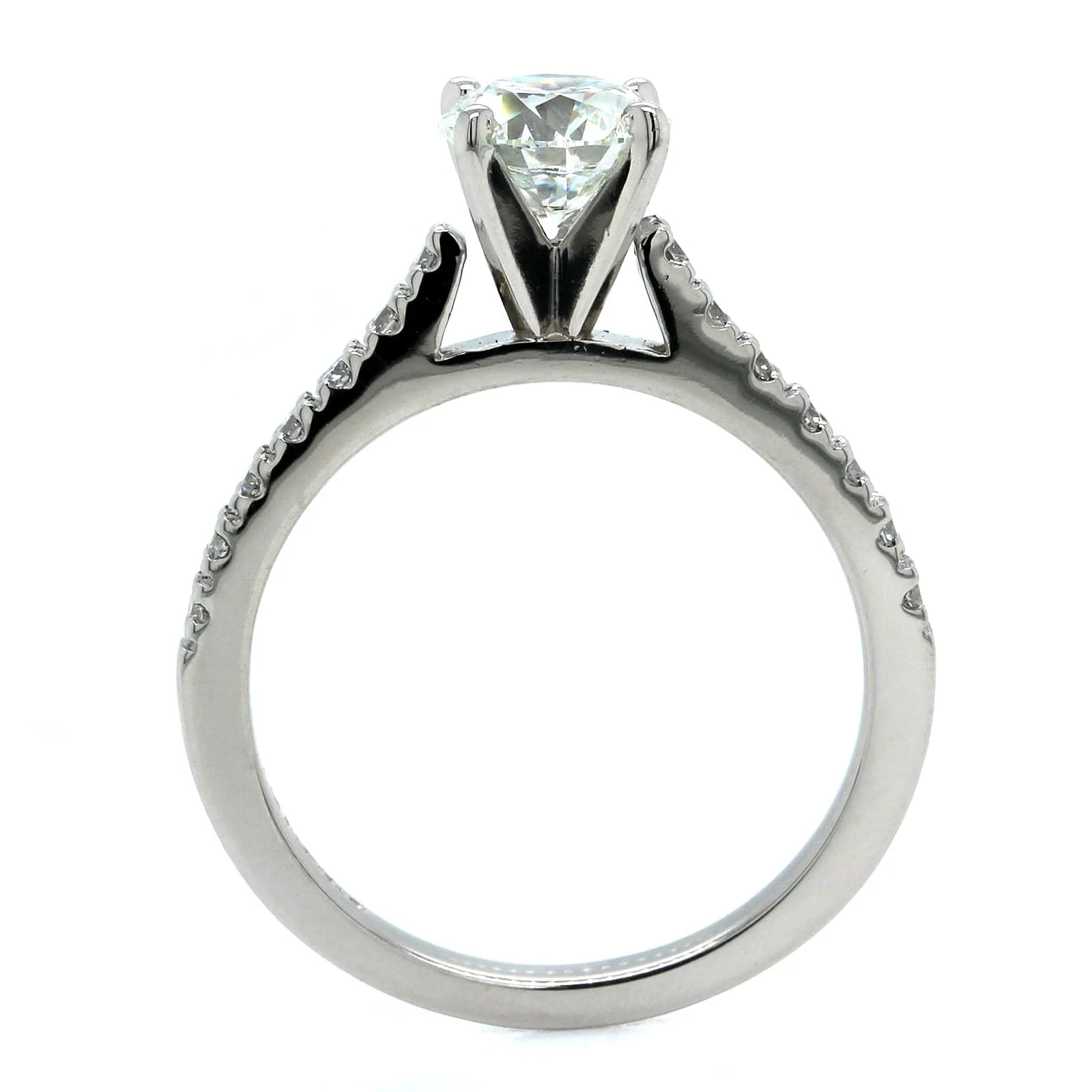 Platinum 4 Prong Round Diamond Engagement Ring - Image 3