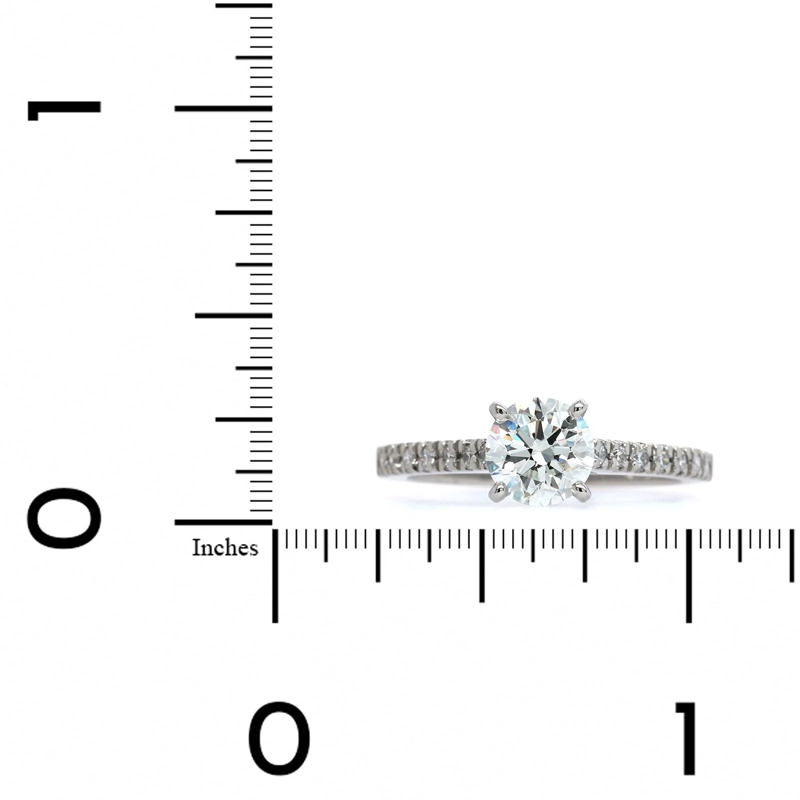 Platinum 4 Prong Round Diamond Engagement Ring - Image 4