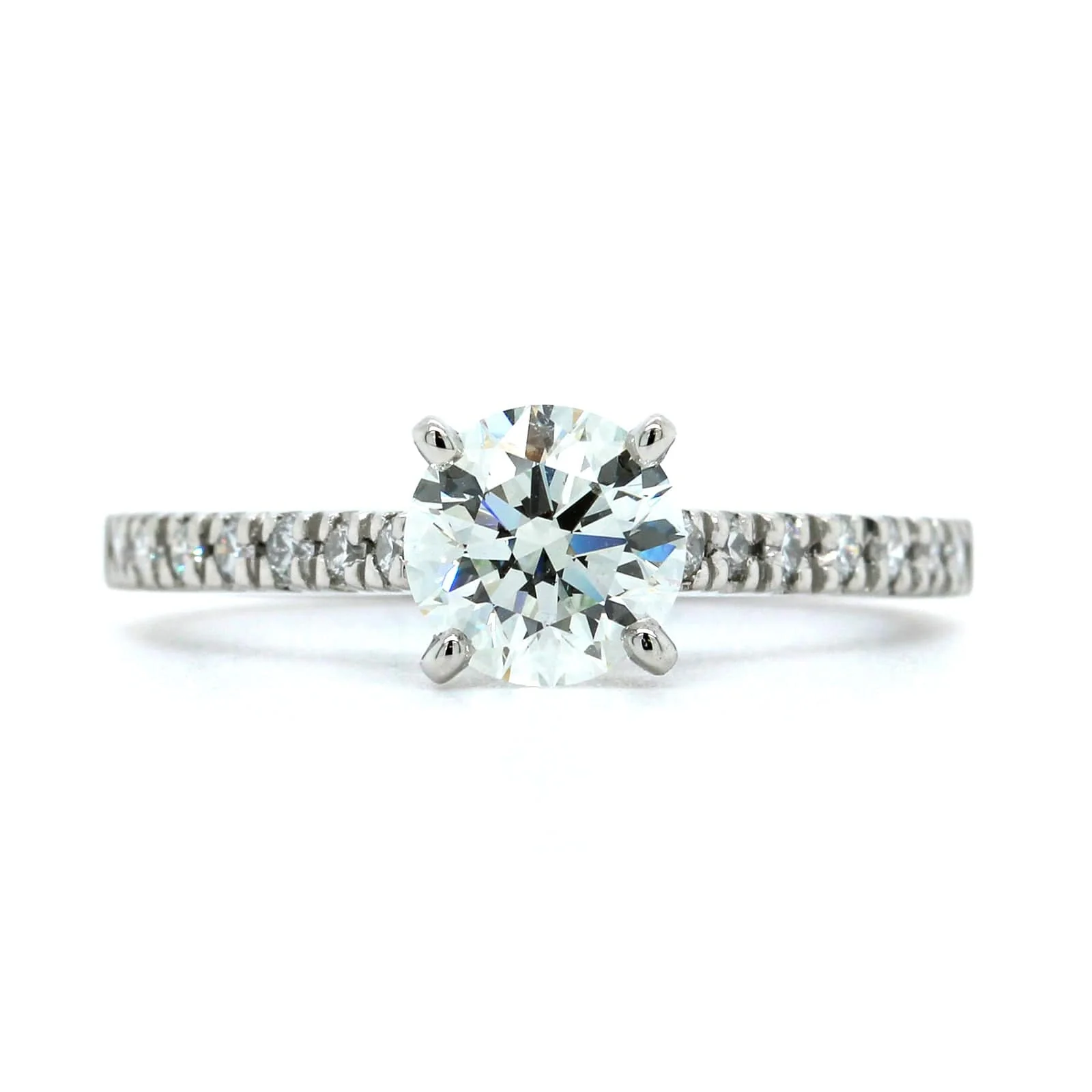 Platinum 4 Prong Round Diamond Engagement Ring - Image 5